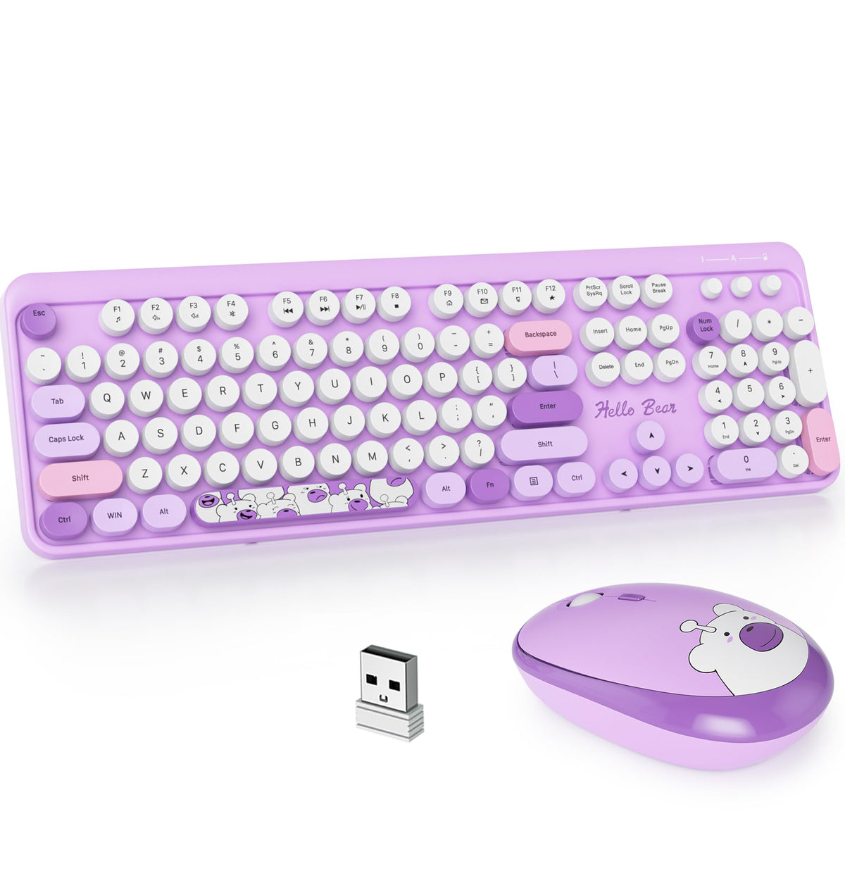 Gtsp Typewriter Purple Keyboard And Mouse Wireless, Cute Keyboard 2.4G ...