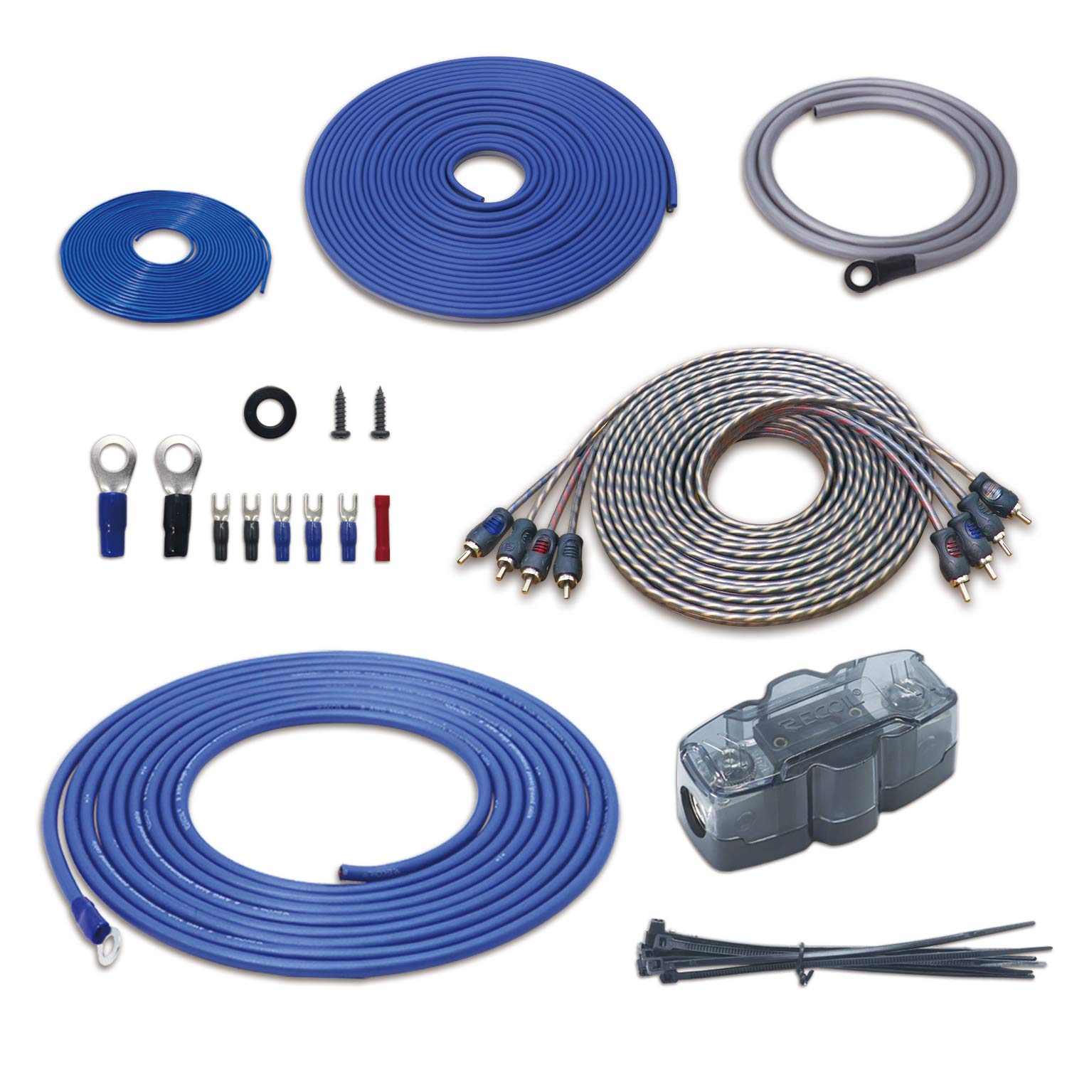 Recoil Rck44 True 4 Gauge Complete 4 Channel Cca Amplifier Wiring Kits With Ofc Rca Cable