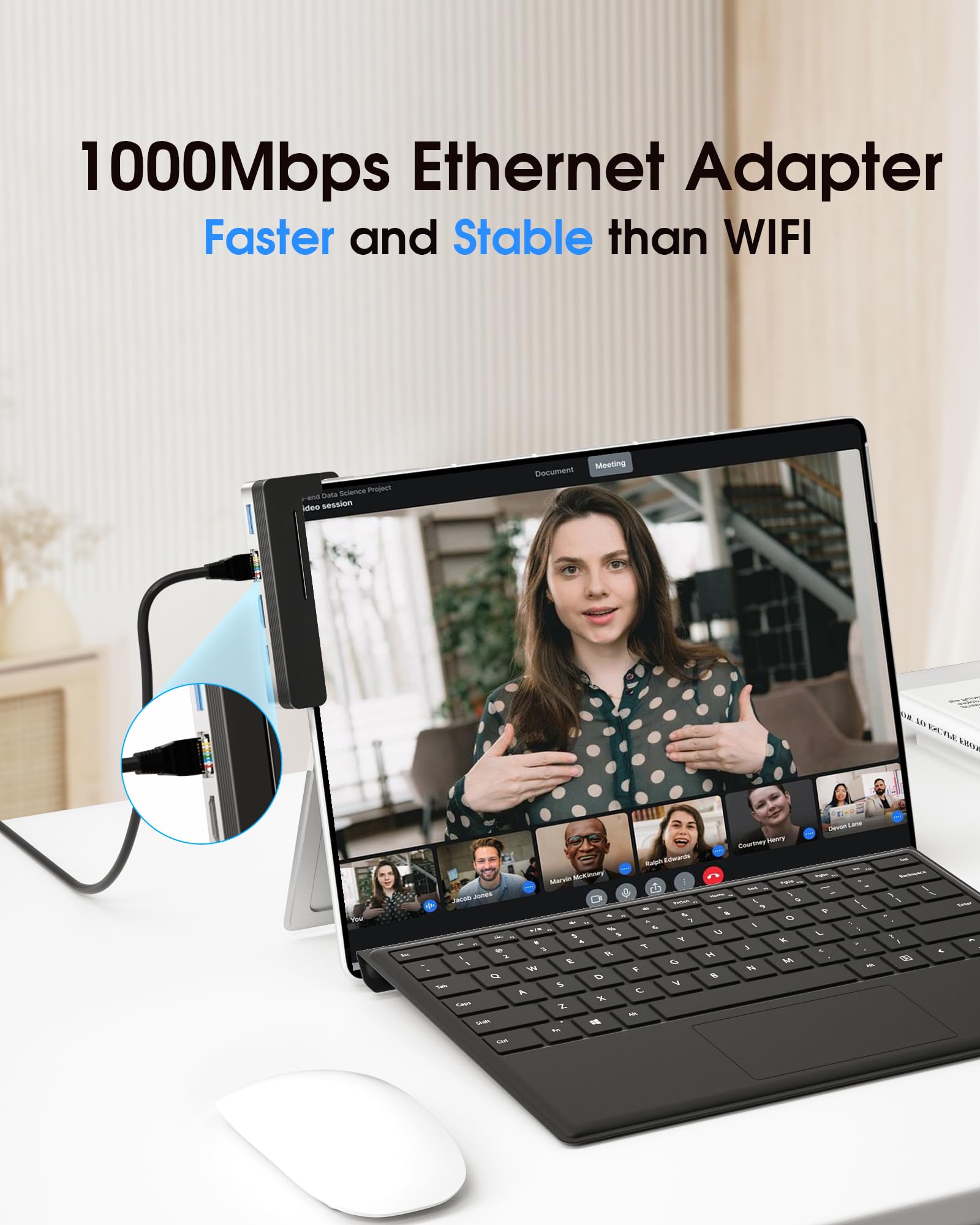 Byeasy Surface Pro 9 Docking Station, 6 In 2 Usb C Hub With 4K@60Hz Hdmi, 100W Pd Charging, 1000M Ethernet Lan, 2 Usb 3.0 Ports, And Tf Card Reader   Designed For Surface Pro 9