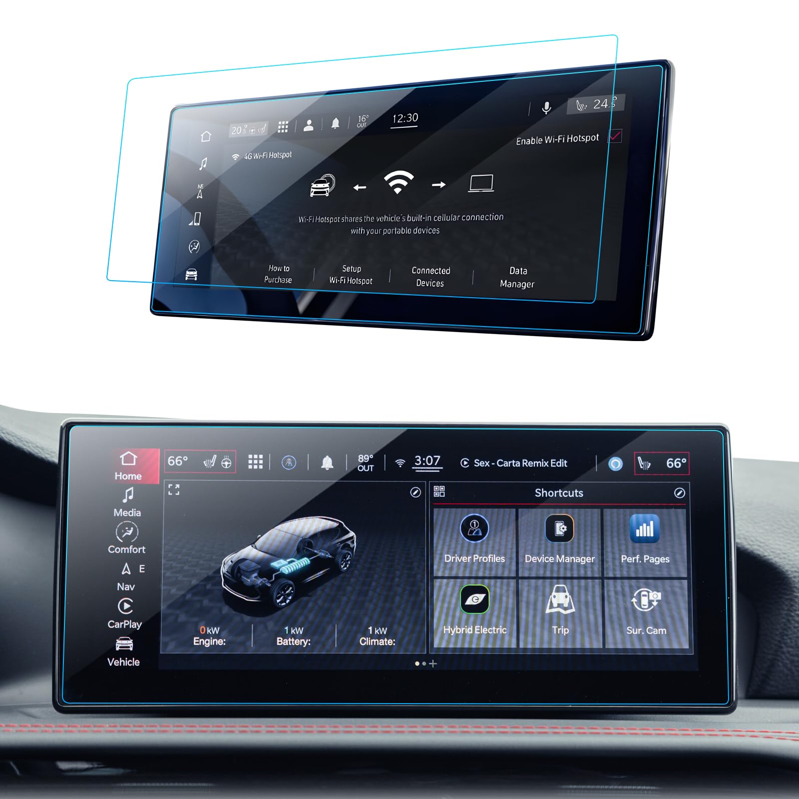 Lantu 2Pcs Car Screen Protector For 2023 2024 Dodge Hornet(Gt, Gt Plus, R/T, R/T Plus) Accessories Navigation Nano Touchscreen P