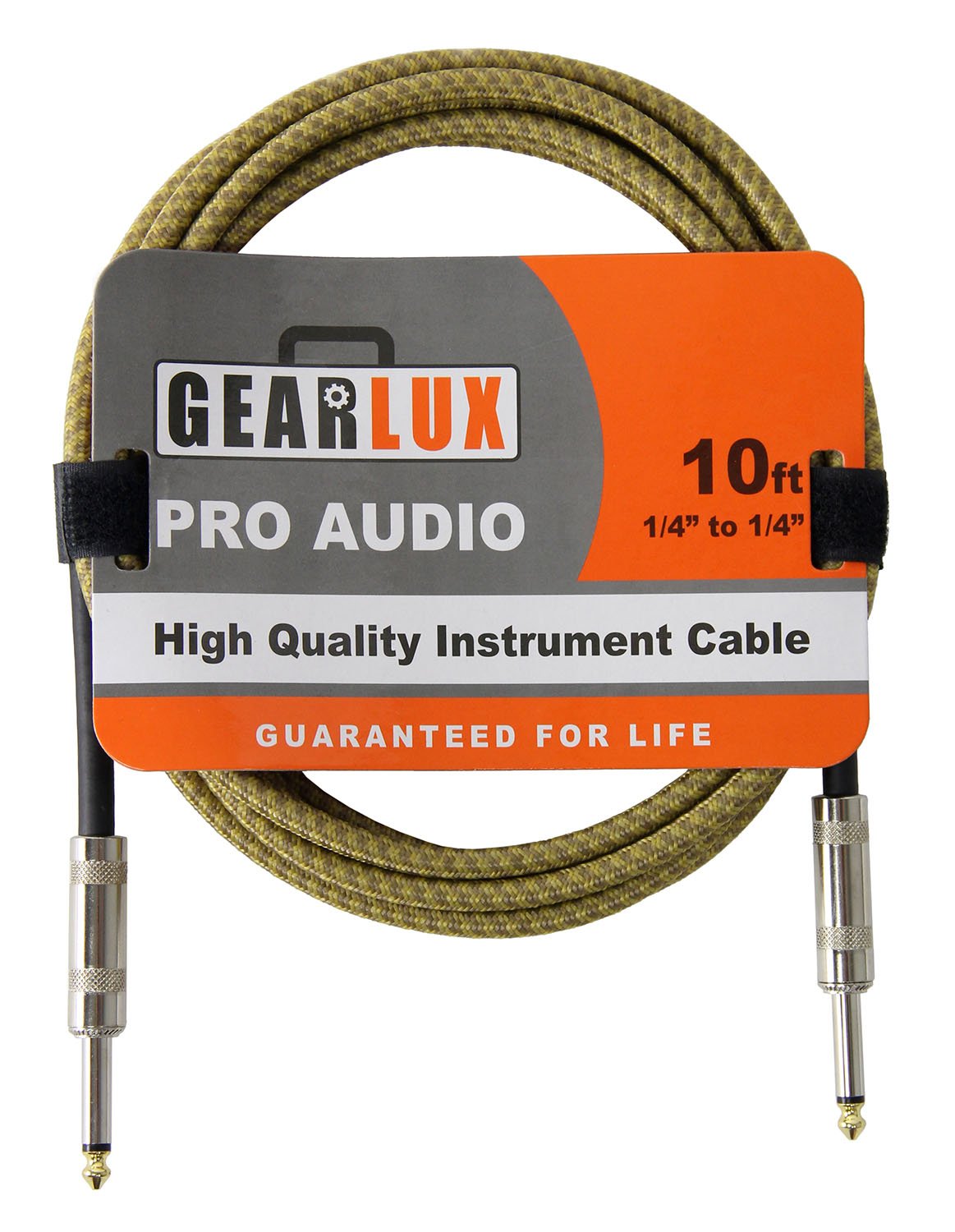 Gearlux Instrument Cable/Professional Guitar Cable 1/4 Inch To 1/4 Inch, Tweed, 10 Foot