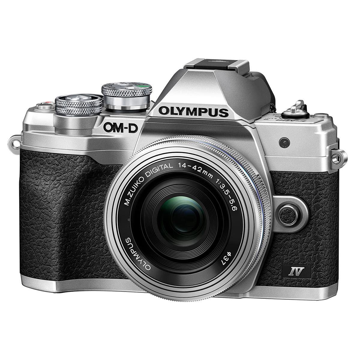 Olympus Om D E M10 Mark Iv Camera With M.Zuiko Digital Ed 14 42Mm F3.5 5.6 Ez Lens, Silver