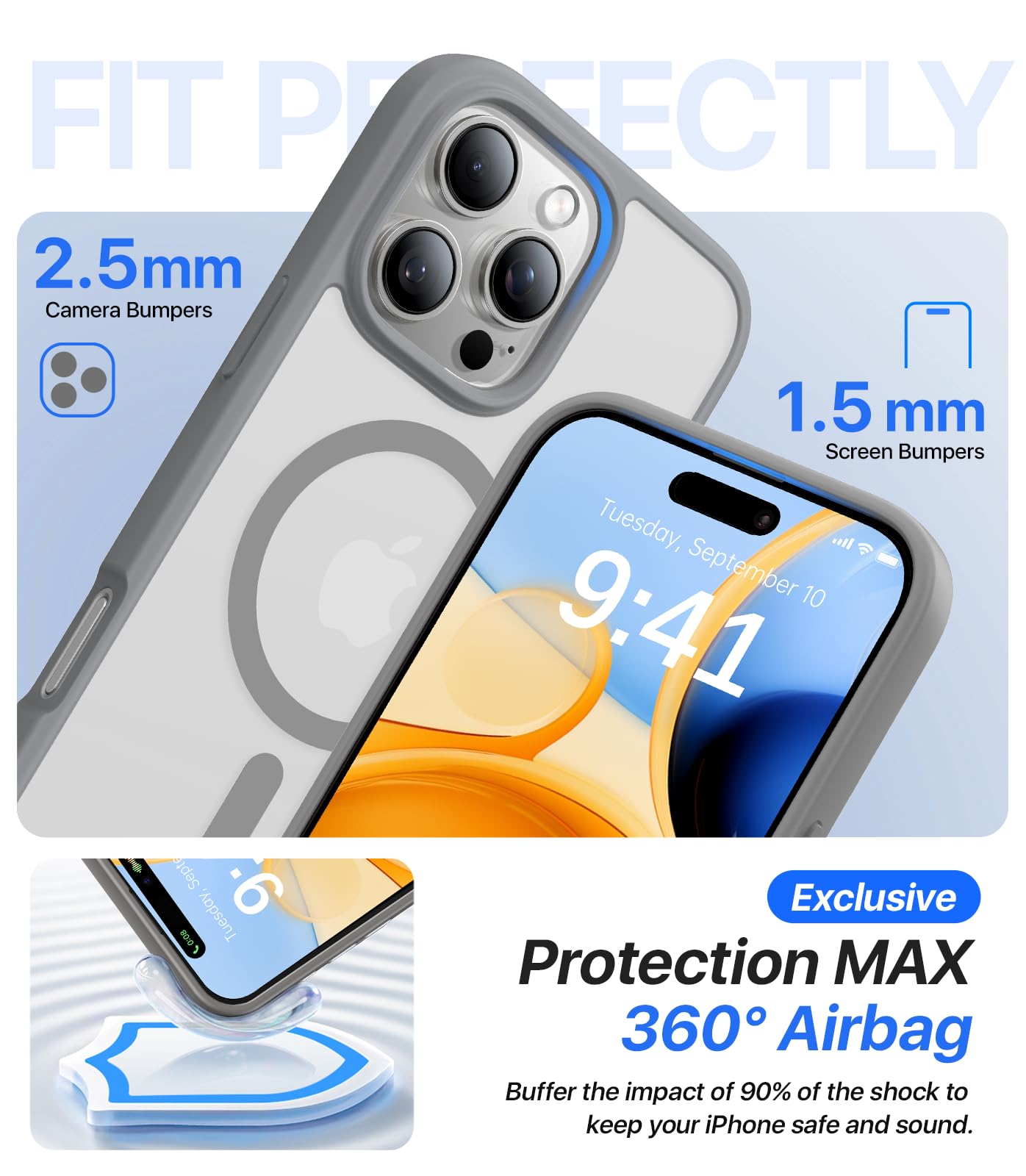 Aulofe Magnetic Shockproof For Iphone 16 Pro Max Case, Skin Friendly[Compatible With Magsafe] [Military Grade Drop Protection] S