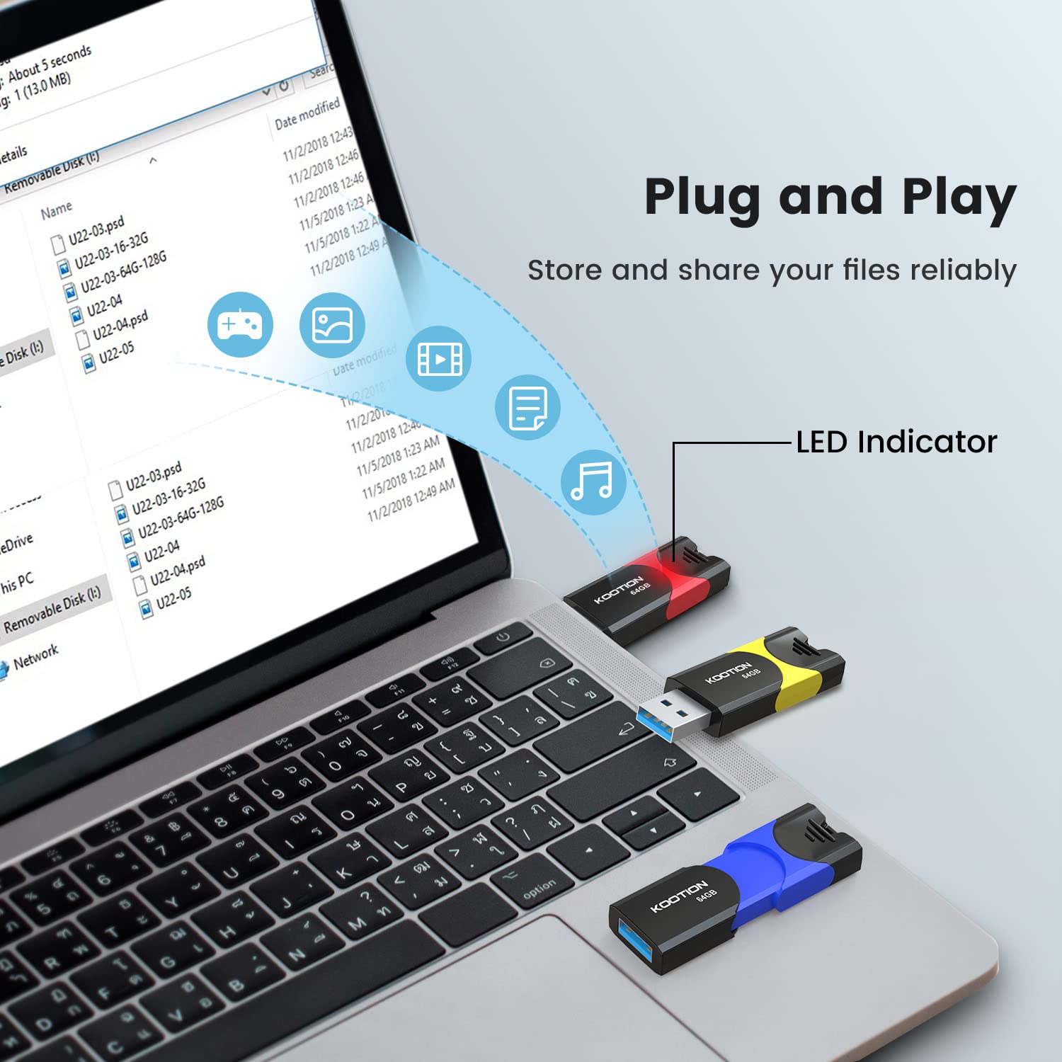Usb 3.0 Flash Drive Kootion 10 Pack 64Gb Usb 3.0 Thumb Drive Retractable 64G Zip Drive Ultra High Speed Usb Stick Jump Drive Rug