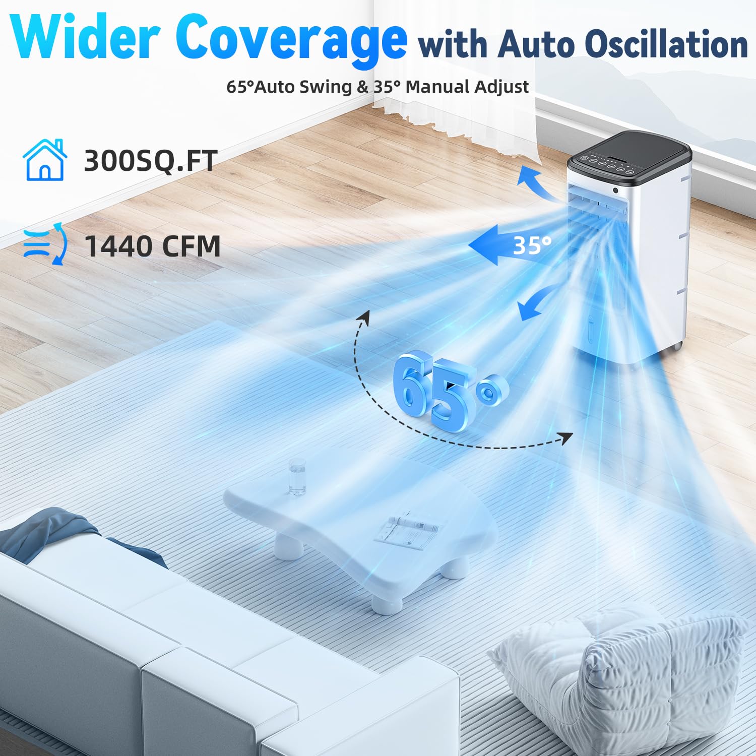 Fancole Windowless Portable Air Conditioners With 6 Ice Packs, 12H Smart Timer For Auto-Off, 26Ft Remote, Top Fill Dual Tank, 3S