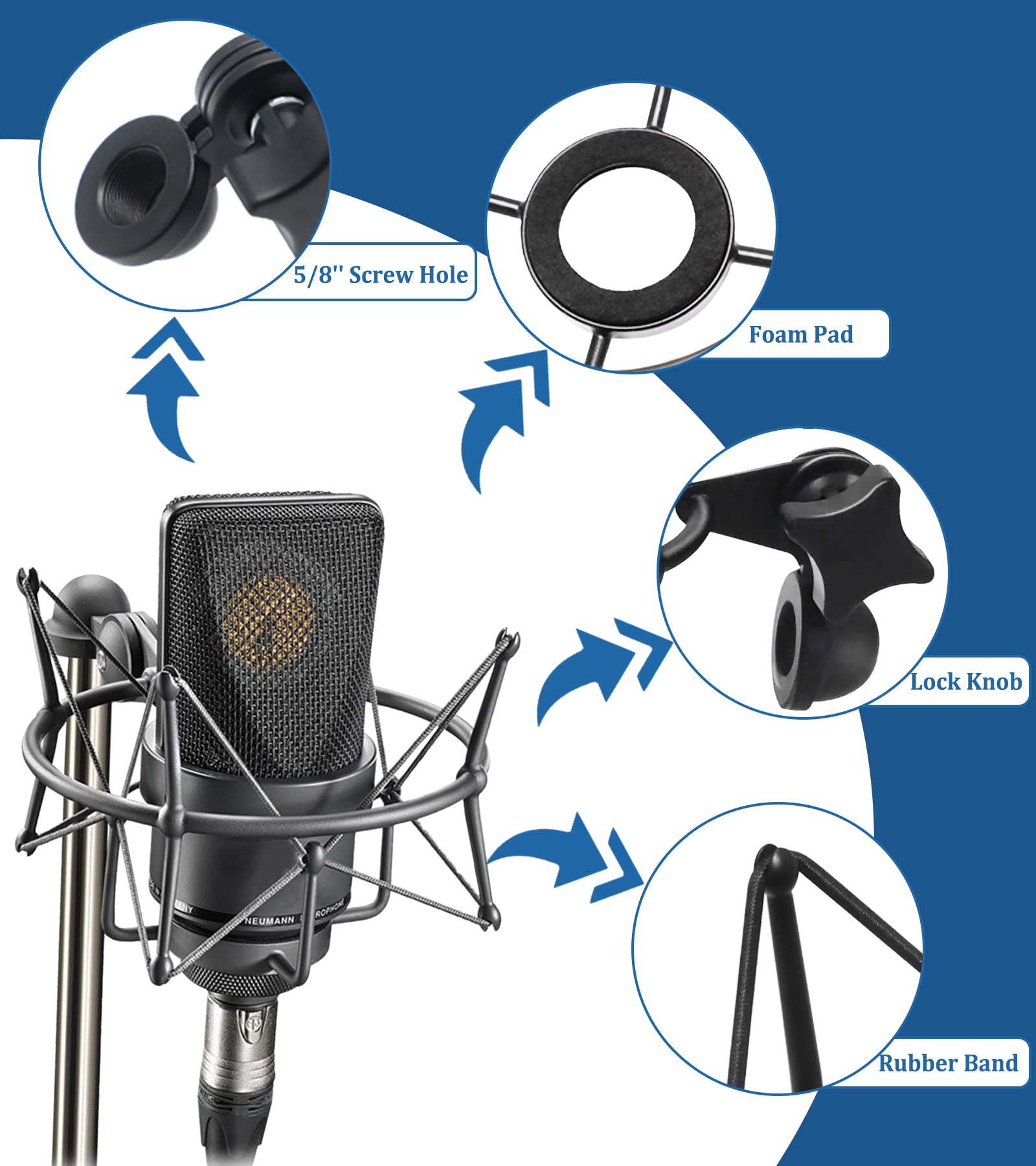 Tlm 103 Shock Mount - Microphone Mount Compatible For Neumann Tlm 103 M147 Condenser Mic By Suuntoks,Black