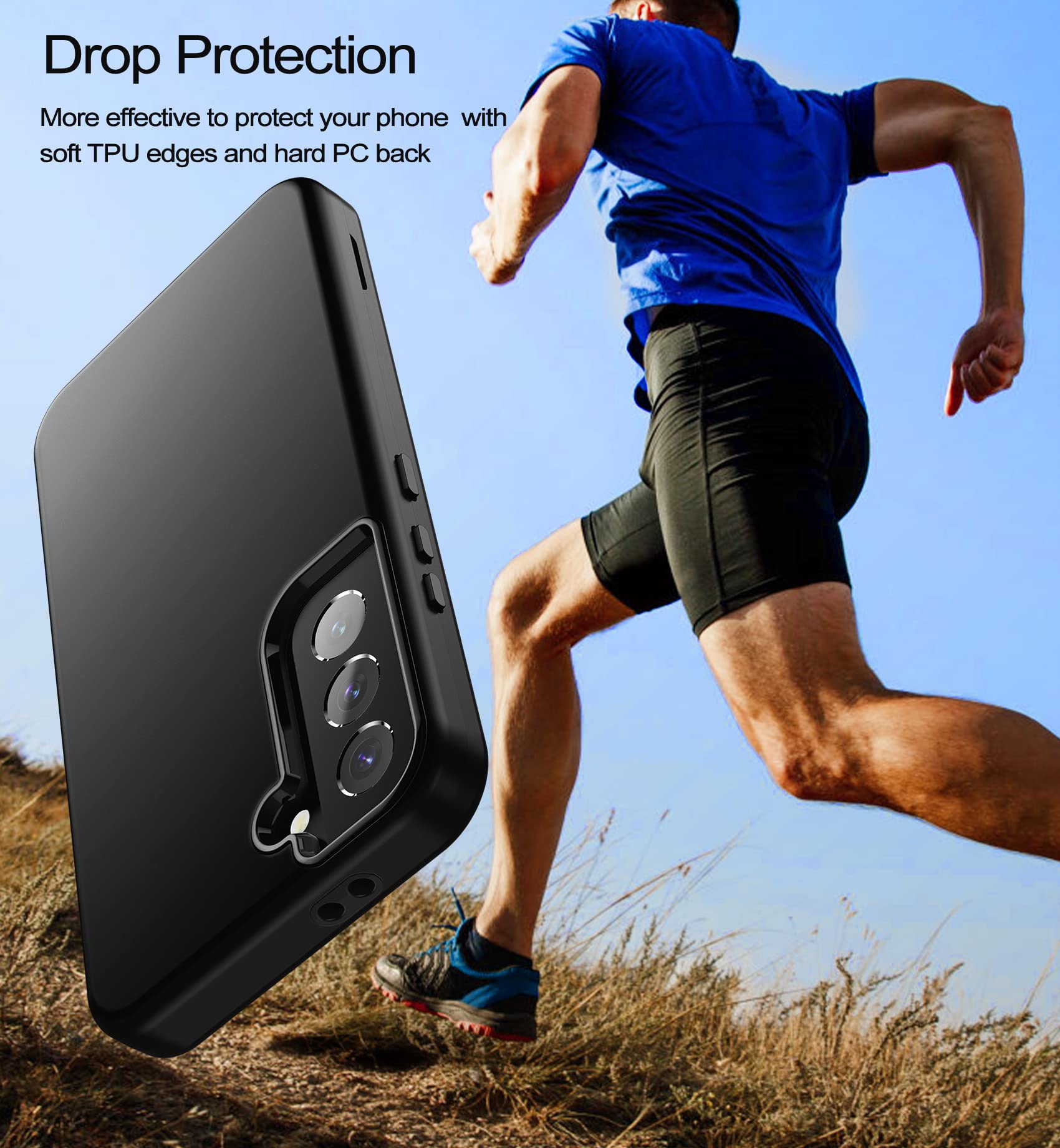 WeLoveCase Phone Case 3-in-1 Full Body Heavy Duty Shockproof Hybrid TPU PC Bumper for Samsung Galaxy S21 Black