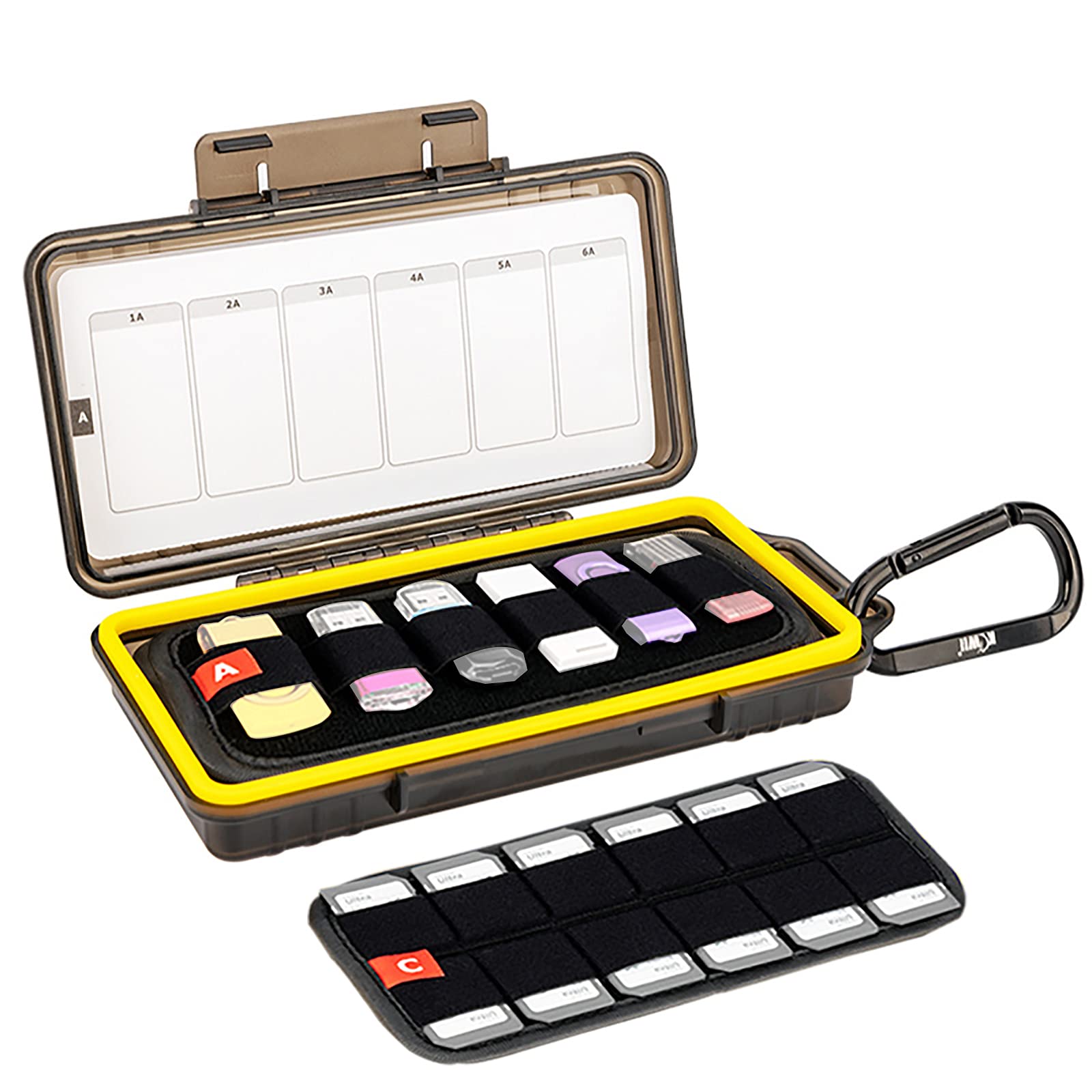 (12 Usb+24 Sd) Usb Flash Drive Case With Labels,Thumb Drive Jump Drive Pen Drive Holder Organizer, Shockproof Water Resistant,Sd