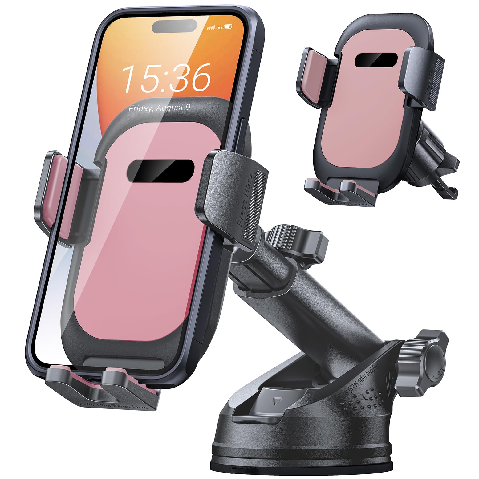 Ultra Stable Phone Holders For Your Car [Powerful & 360 Adjustable Suction Cup] Universal Car Phone Holder Mount Long Arm Flexib