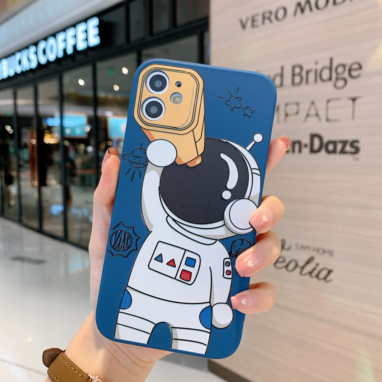 Yonds Queen iPhone 7 Plus 8 Plus Phone Case Astronaut Space Design Soft TPU Blue Telescope Shockproof Anti-Slip
