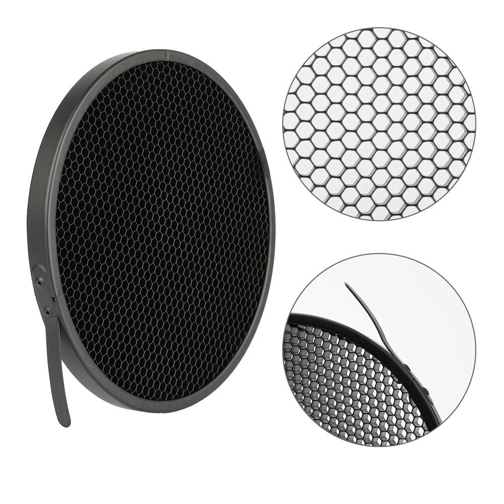 Supon 7'' Standard Reflector Lamp Shade Dish Diffuser With 20 /40/ 60 Honeycomb Grid White Soft Cloth For Bowens Mount Studio St