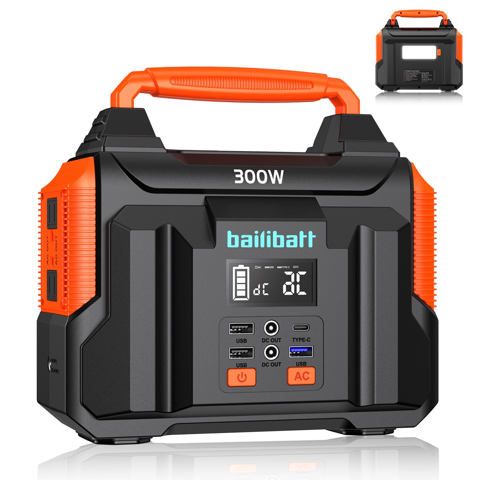 Portable Power Station 300W 257wh Lithium Battery Bailibatt Small Portable Generator for Home Use Camping Travel Emergency Hunti