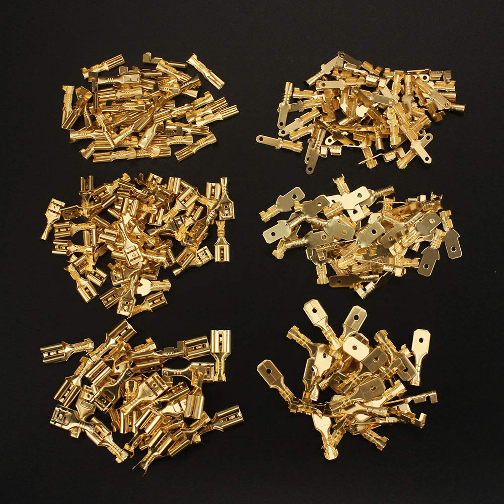 Fixitok 480Pcs Quick Splice 2.8/4.8/6.3Mm Male Female Wire Spade Connector Wire Crimp Terminal Block With Insulating Sleeve Asso