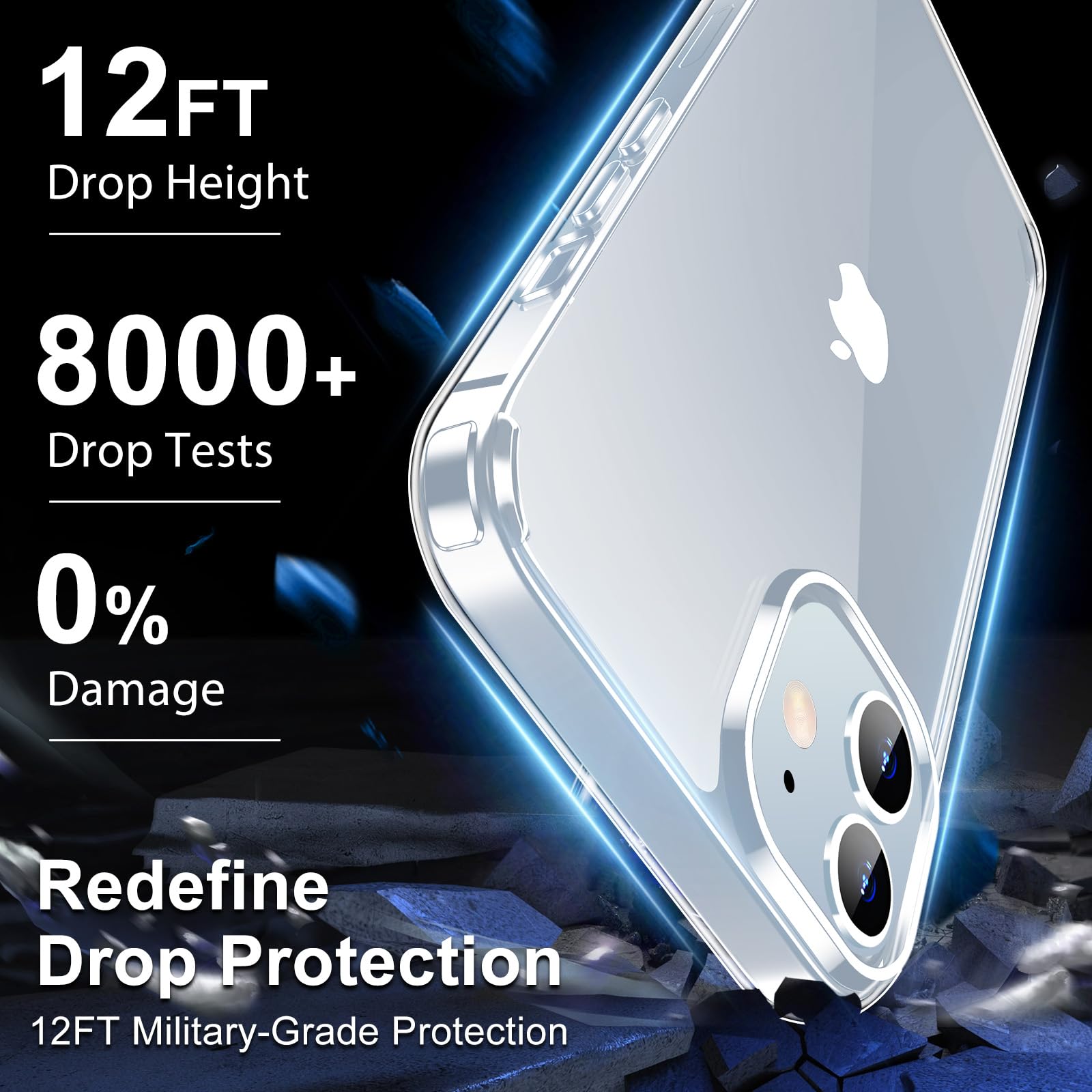 Jaroco For Iphone 12 Case 6.1 Inch, Anti Yellowing Shockproof Phone Bumper Cover, Anti Scratch Clear