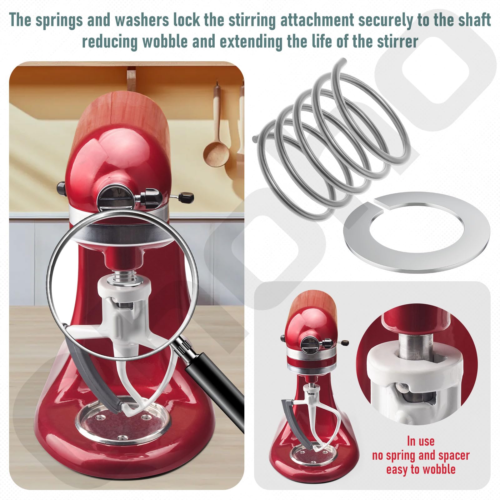 304 Stainless Steel Spring And Washer For Kitchenaid Mixers 3.5 Quarts To 7 Quarts(Excluding Mini Models)Protect And Extend The