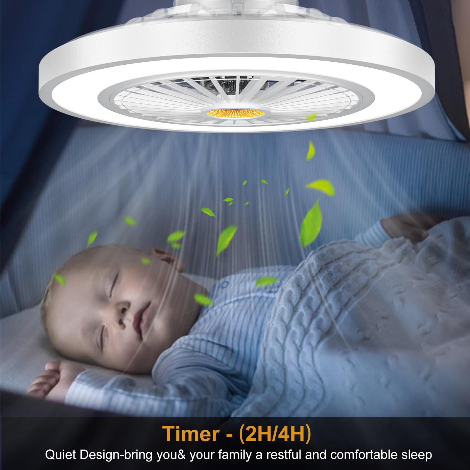 22'' Ceiling Fans With Lights And Remote, Dc Motor Stepless Dimmable Ceiling Fans With Night Light, 3000 6500K Color Temperature