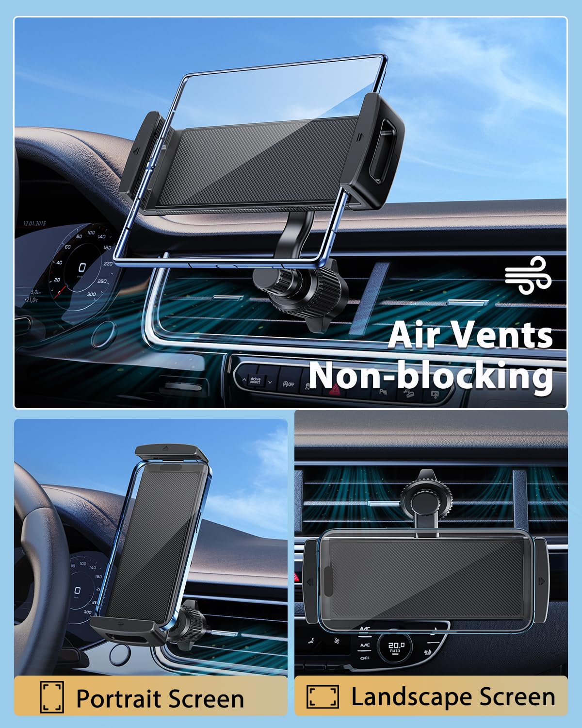 Dicmky Long Arm Car Phone Mount For Samsung Galaxy Z Fold 6 5 4 3 - Tablet Holder For Car Air Vent Handsfree, 360 Rotatable Fit