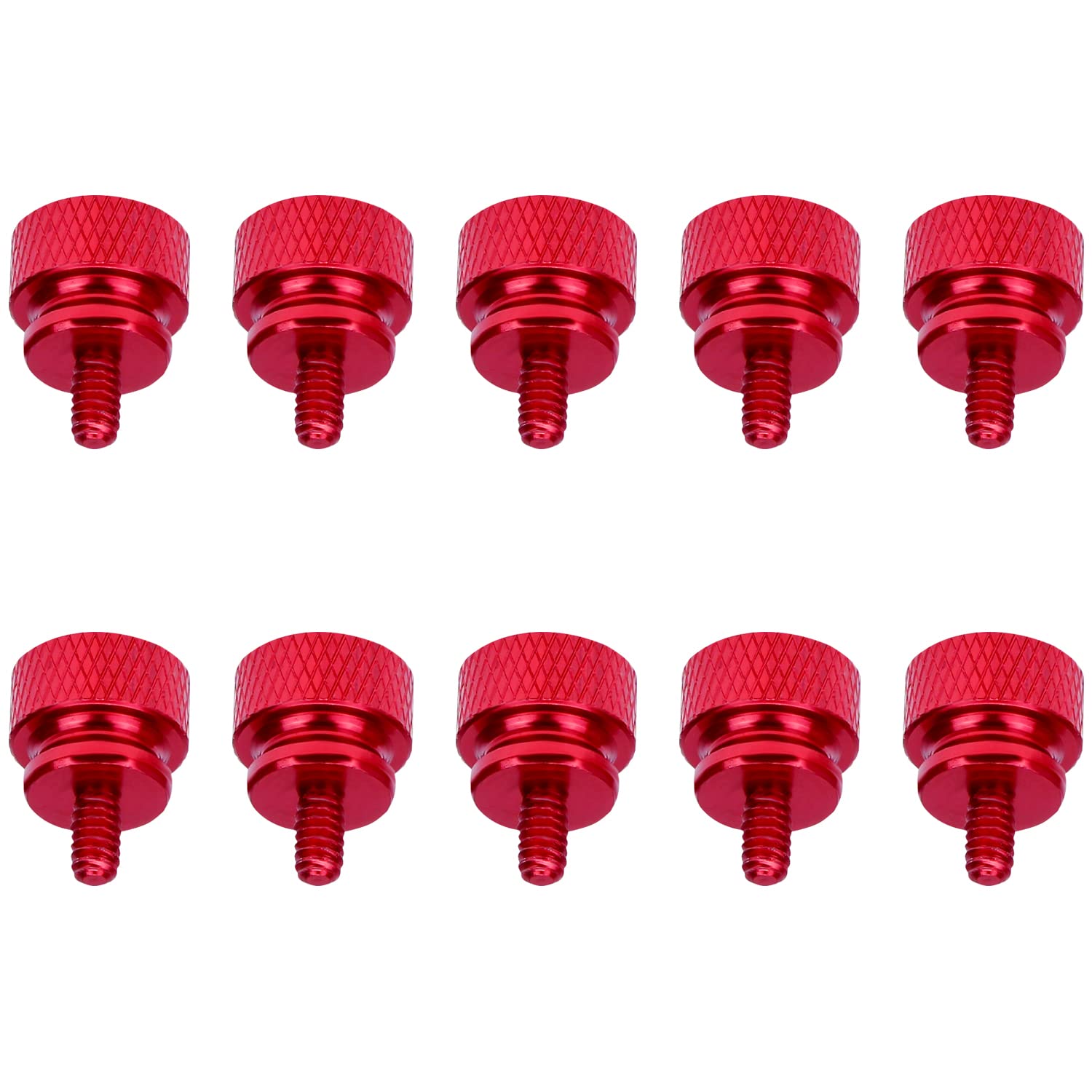 Helifouner 10 Pieces 6 32 Thread, Red Color Anodized Aluminum Computer Case Thumbscrews, Thumb Screws For Computer Case/Cover/Po