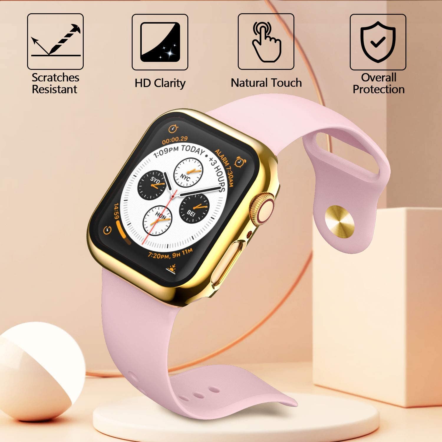 Hankn 40Mm Case Compatible With Apple Watch Series 4 5 6 Se 40Mm Tempered Glass Screen Protector Case, Full Coverage Shockproof