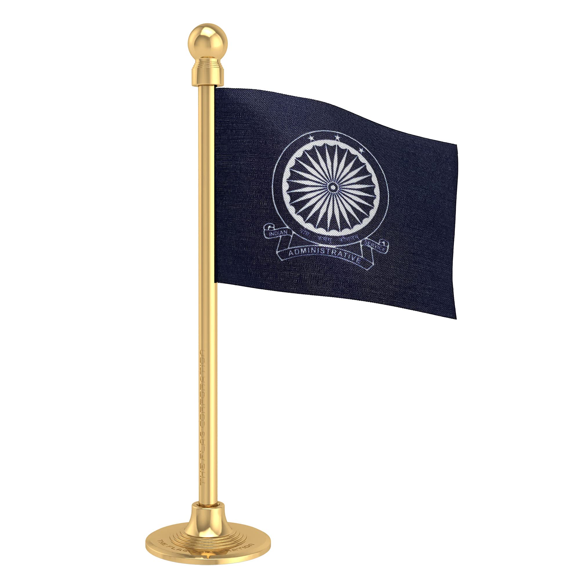 The Flag Corporation Ias Car Dashboard Flag 2In X 3In With A Stainless Steel Sublime Gold Base