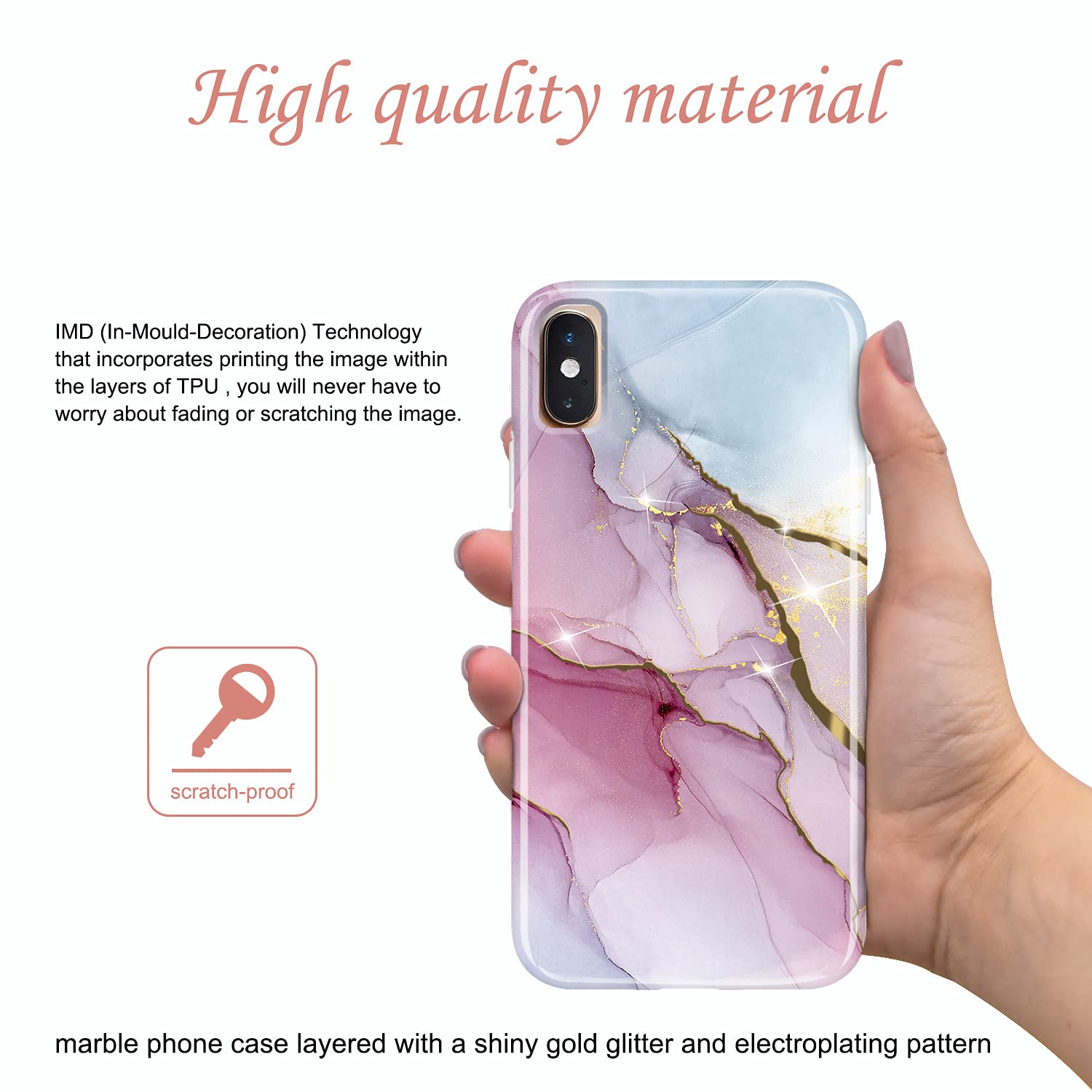 Jiaxiufen Compatible With Iphone X Iphone Xs Case Gold Electroplated Glitter Marble Slim Shockproof Tpu Soft Rubber Silicone Cov