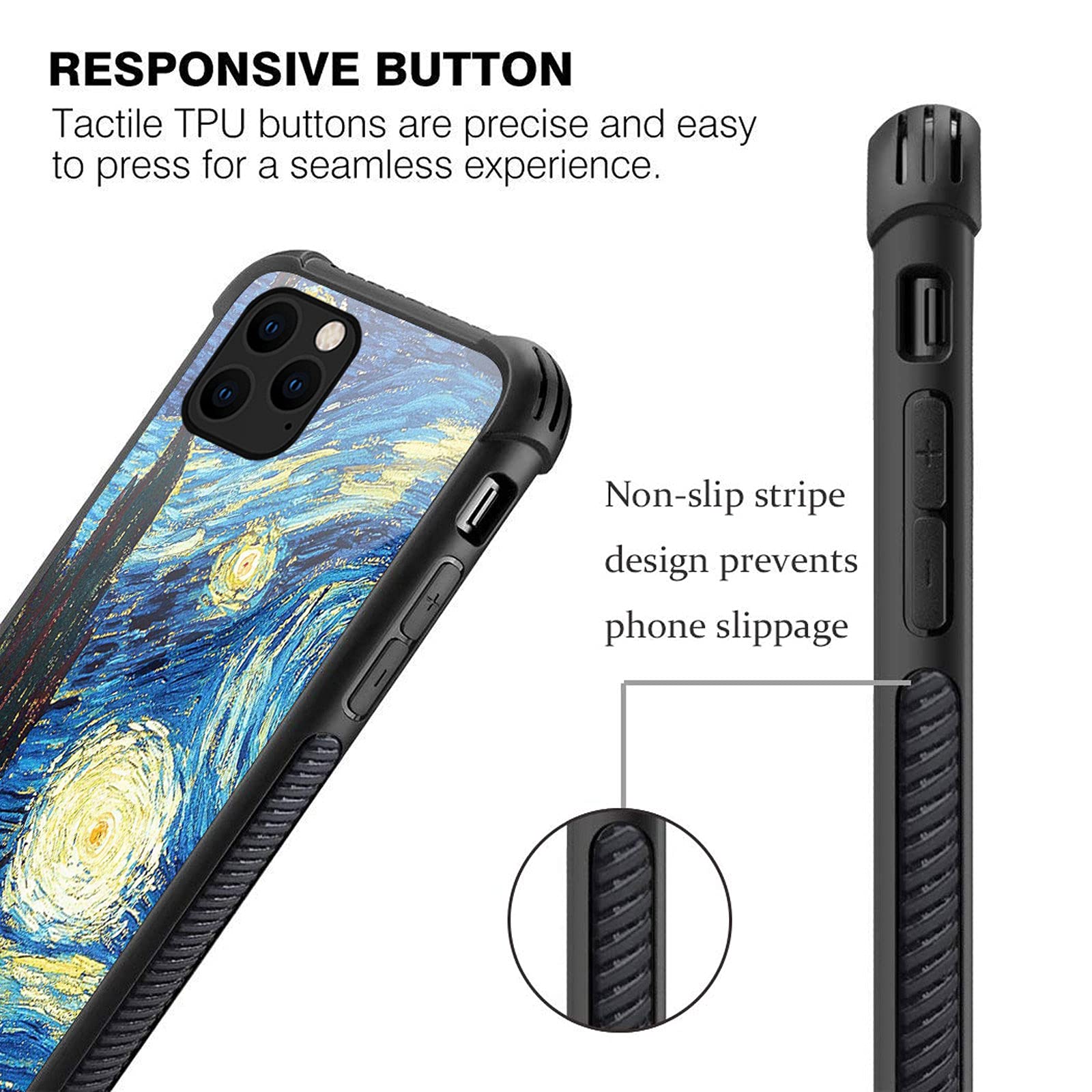 CARLOCA iPhone 13 Pro Case Shockproof Anti-Scratch Hard Acrylic The Starry Night Oil Graphic