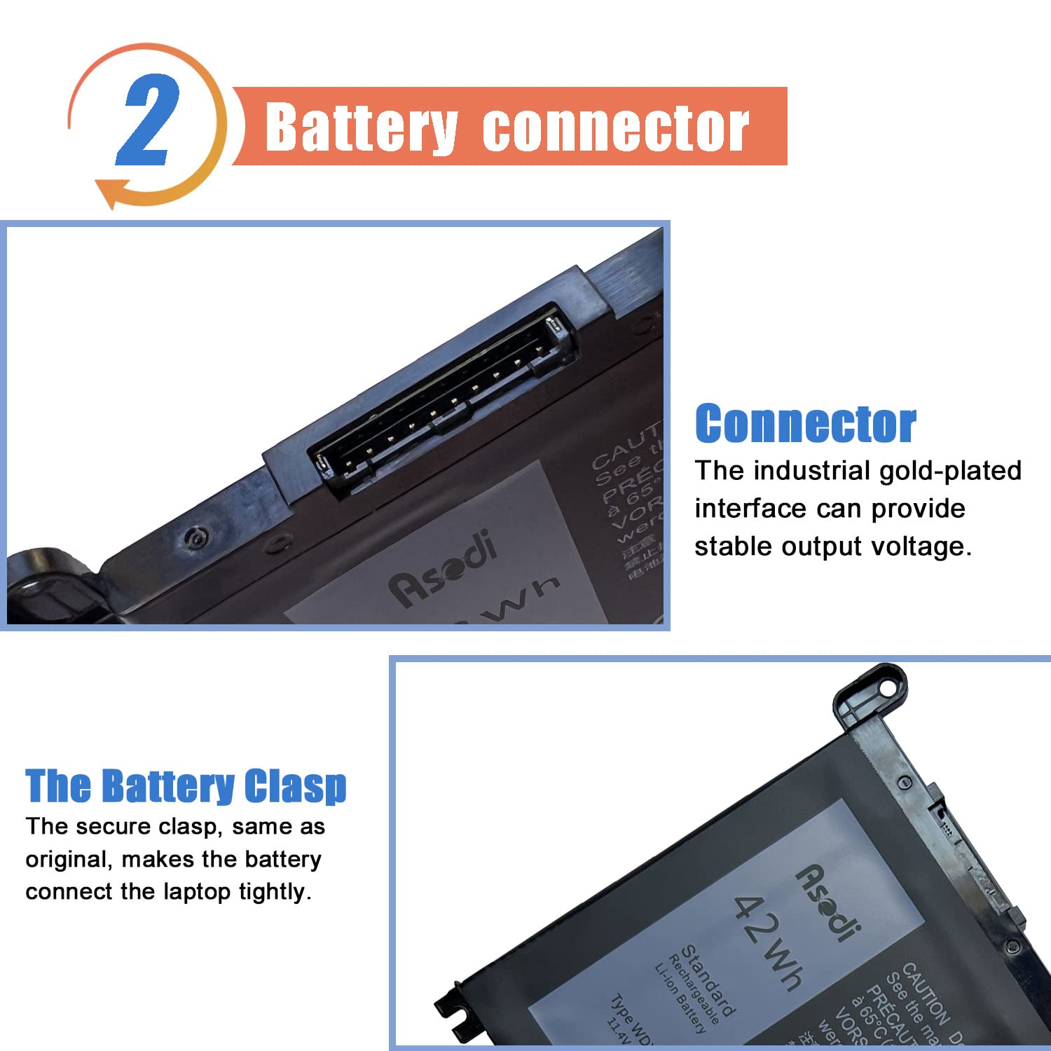 Wdxor Wdx0R 42Wh Laptop Battery Compatible With Dell Inspiron 13 15 5000 7000 5570 7579 7378 5567 5565 5379 5378 Latitude 3490 3
