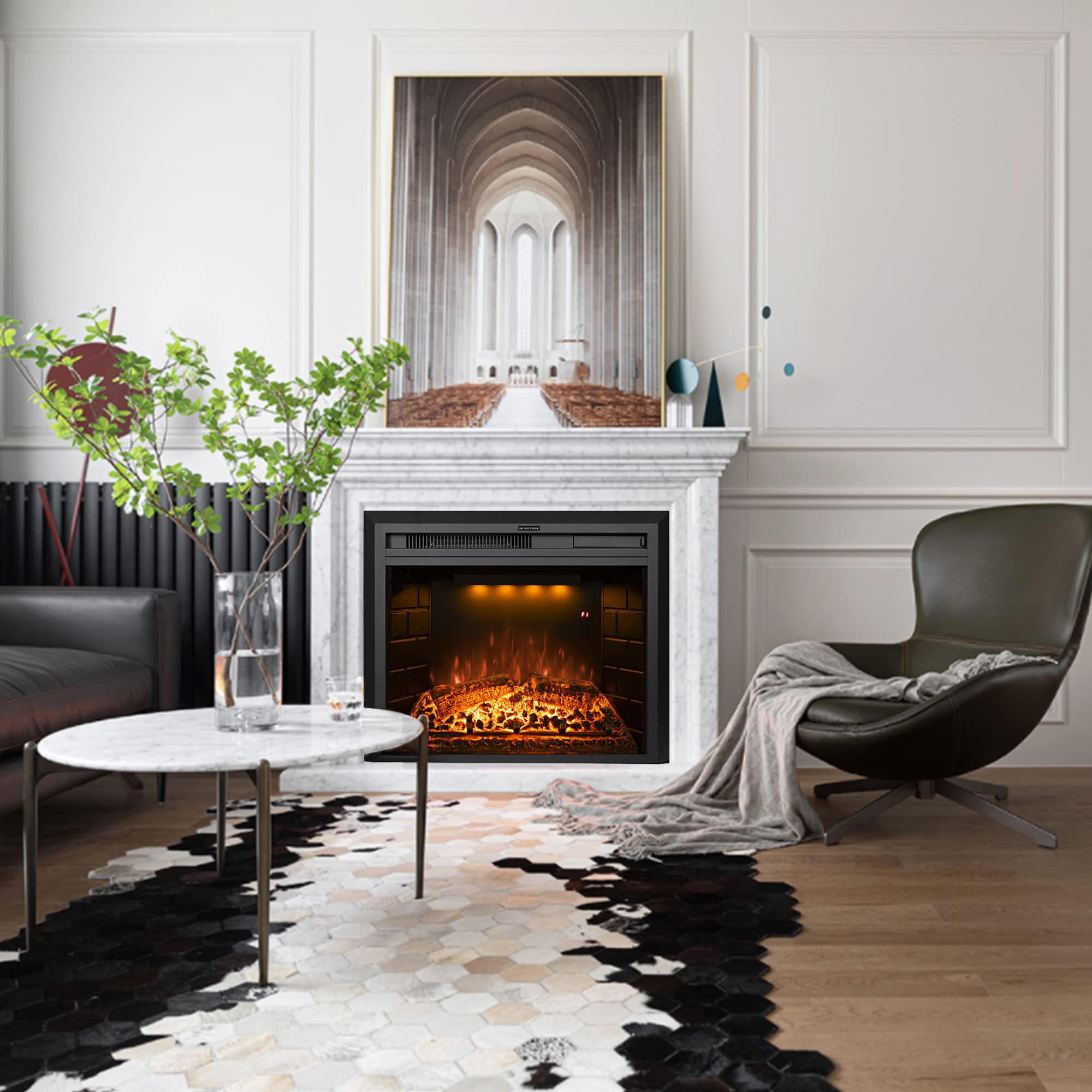 Dreamflame Electric Fireplace Insert 22 Wide, Wall Fireplace Electric With Remote Control, Realistic Log And Crackling Sound, Ov