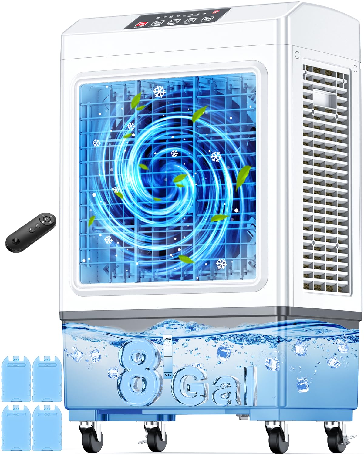 FANCOLE Windowless Air Conditioner, 2100CFM Evaporative Air Cooler with 4 Ice Packs, 700 Sq.ft Swamp Cooler Air Conditioner No W