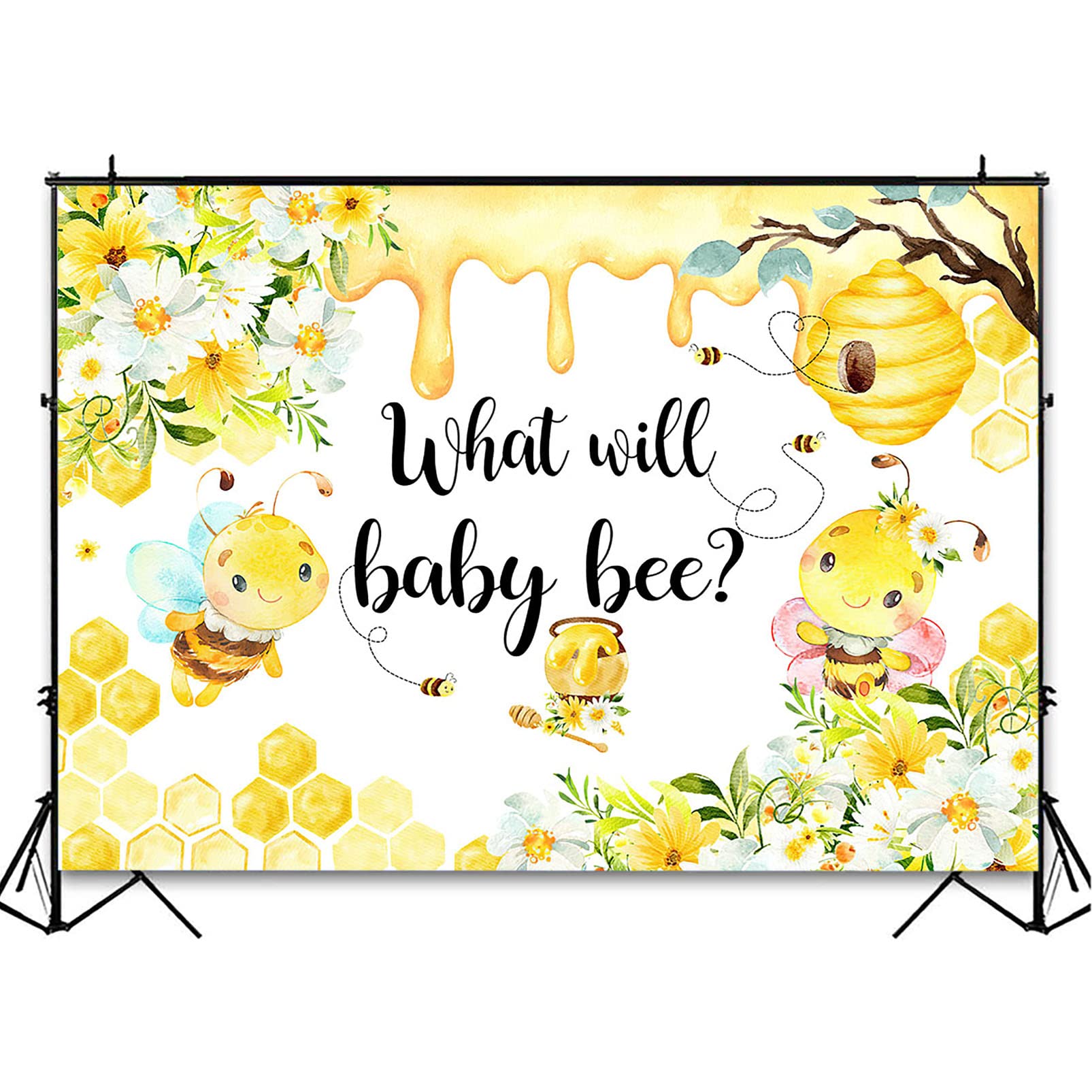 Avezano Honeycomb Bee Gender Reveal Backdrop Sunflower Bumble Bee Or Honey Bee What Will Baby Bee Gender Reveal Party Decoration