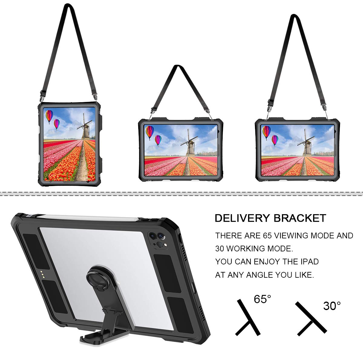 Transy For Ipad Pro 11 Case   Black Waterproof Case For Ipad Pro 11 Inch 2020 2021 2022 New Clear Full Body Protection Bumper Ca