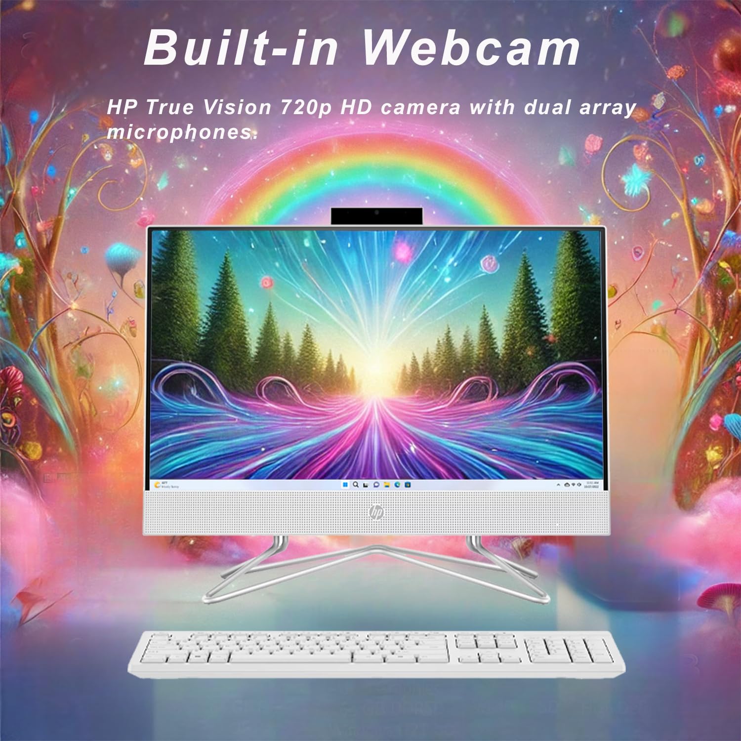 HP 22 inch All in One Desktop PC � 2024 Latest Model � Microsoft Office Trial � FHD Display � 64GB RAM � 1.5 TB Storage (1TB SSD + 512GB External HD) � Intel Celeron CPU � w/WOWPC Bundle � Win 11 Pro