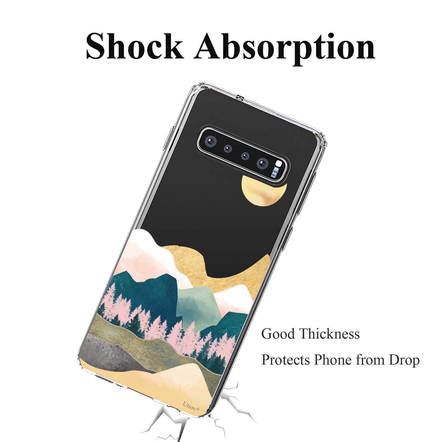 Unov Galaxy S10 Phone Case Embossed Pattern Slim Shock Absorption TPU Sierra Mountains 6.1in