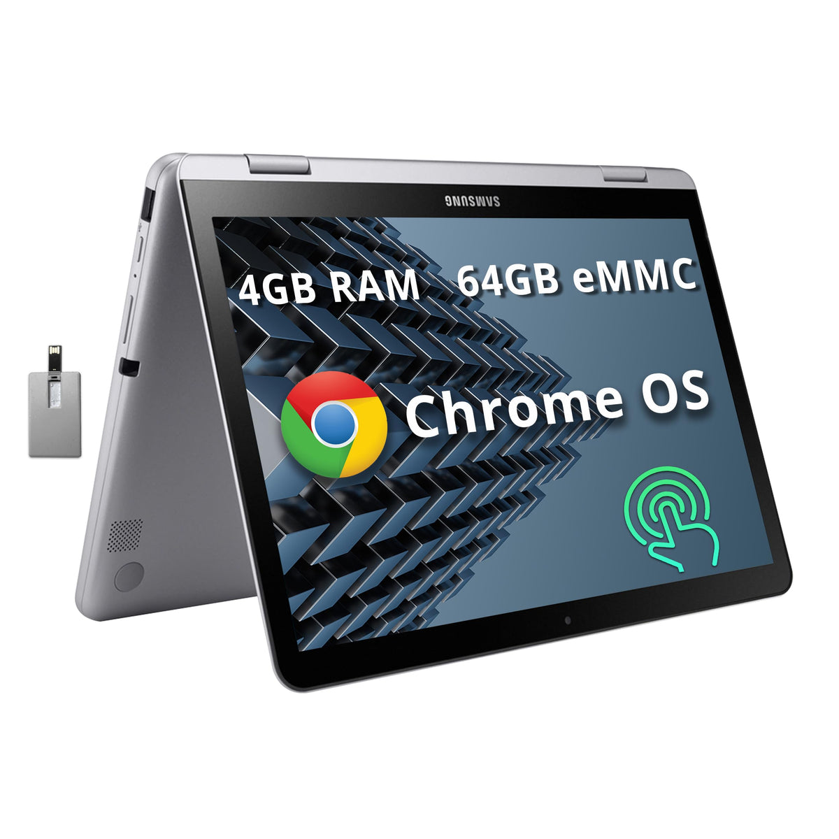 Samsung Plus V2 2 In 1 12.2'' Fhd Touchscreen Chromebook Laptop, Intel Celeron 3965Y, 4Gb Ram, 64Gb Emmc, 1M Front Camera, Wi Fi