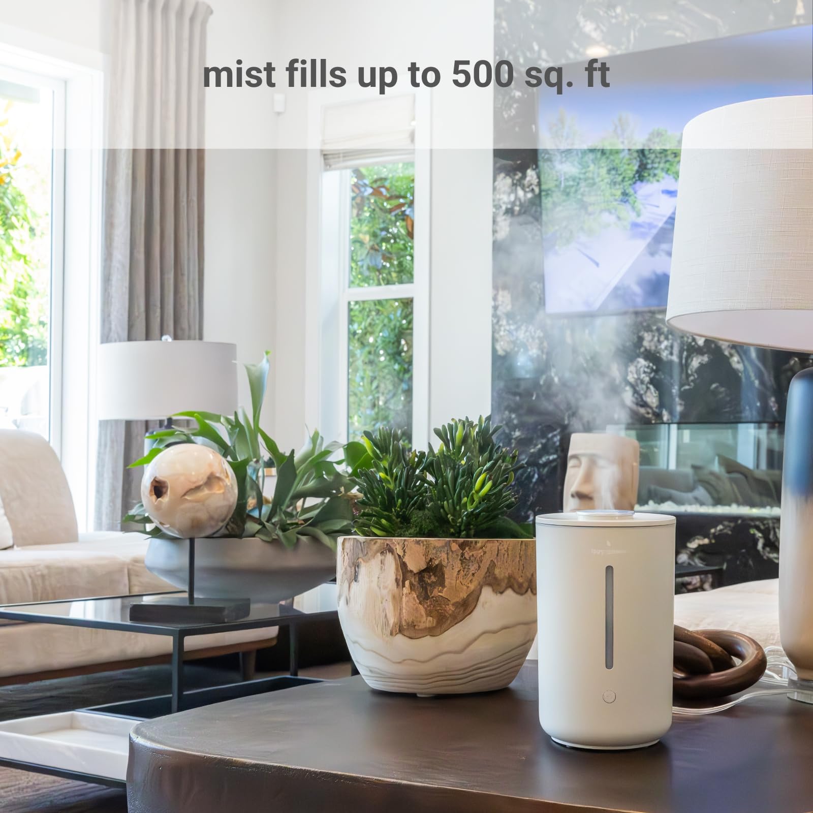 Hey Dewy Wellness Humidifier   For Home, Office, Bathroom Spa, Or Bedroom, With Cool Utrasonic Mist Hydration (Sand)
