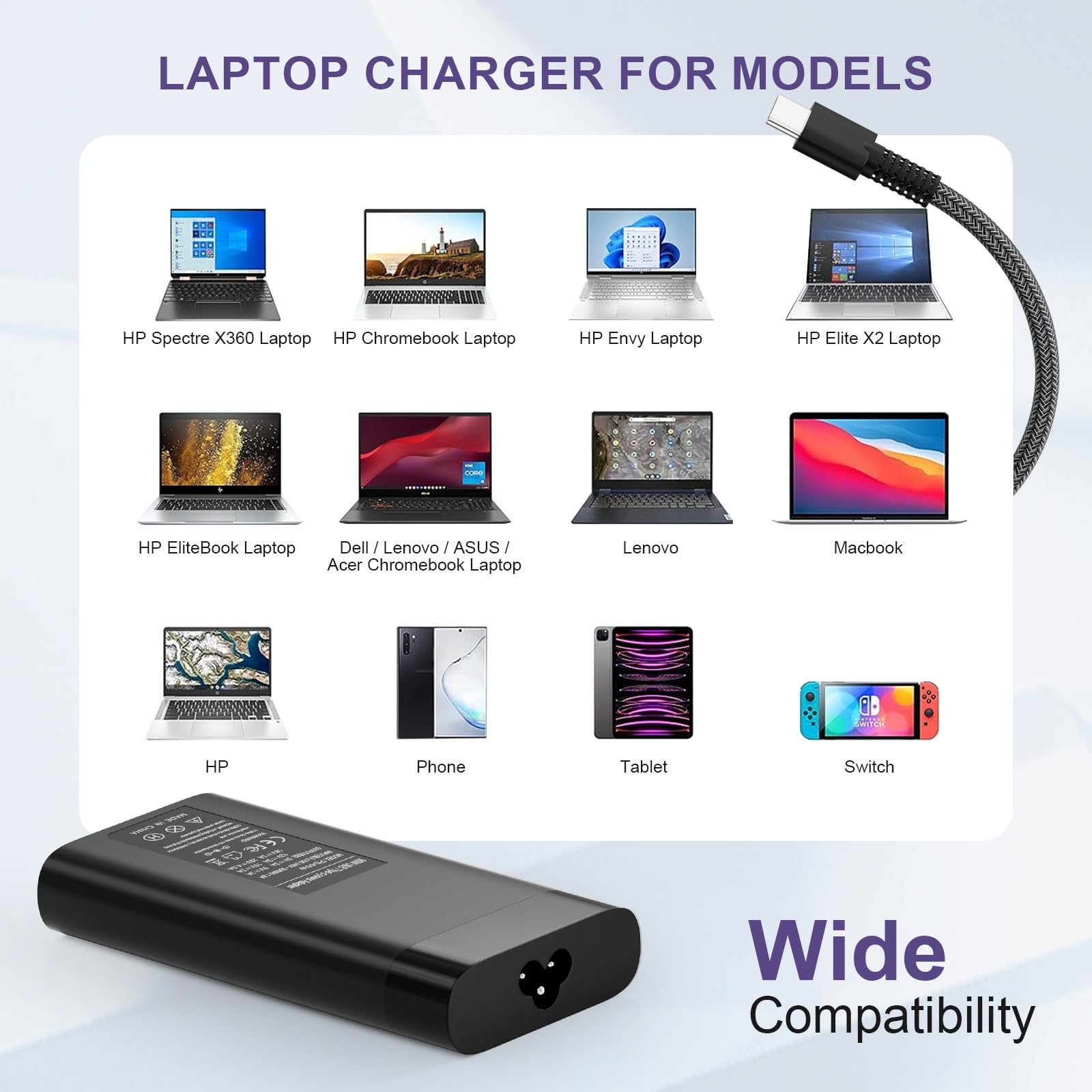 90W Usb C Laptop Charger For Hp Spectre X360 Hp 904144 850 904082 003 Adp 90Fe 2Ln85Aa Hp 90W Usb C Power Adapter Type C Ac Adap