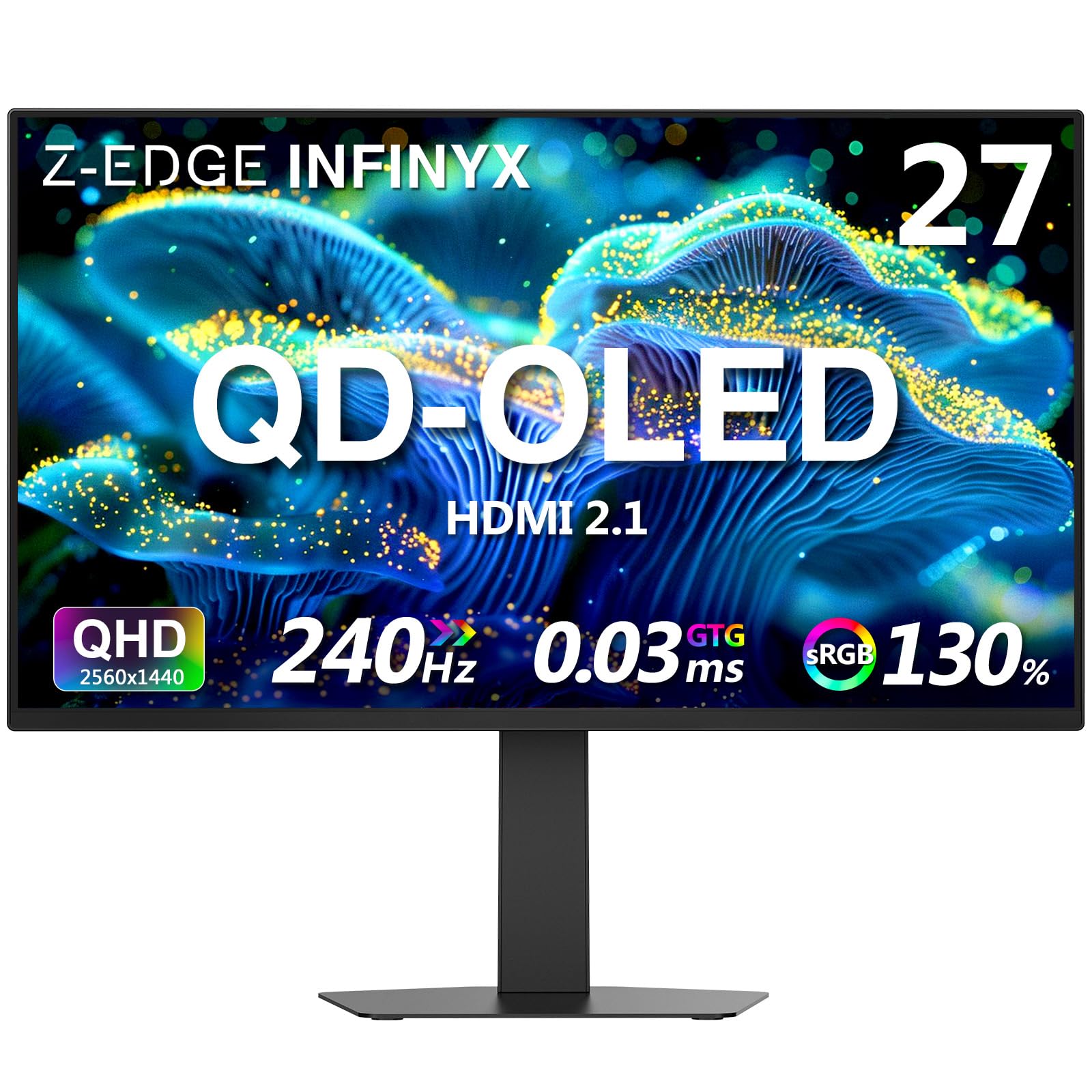 Z-Edge 27 inch 1440P OLED Gaming Monitor, 2K QHD 240Hz Monitor, 0.03ms GTG Computer Monitor, 1500000:1 Contrast Ratio, 120% sRGB