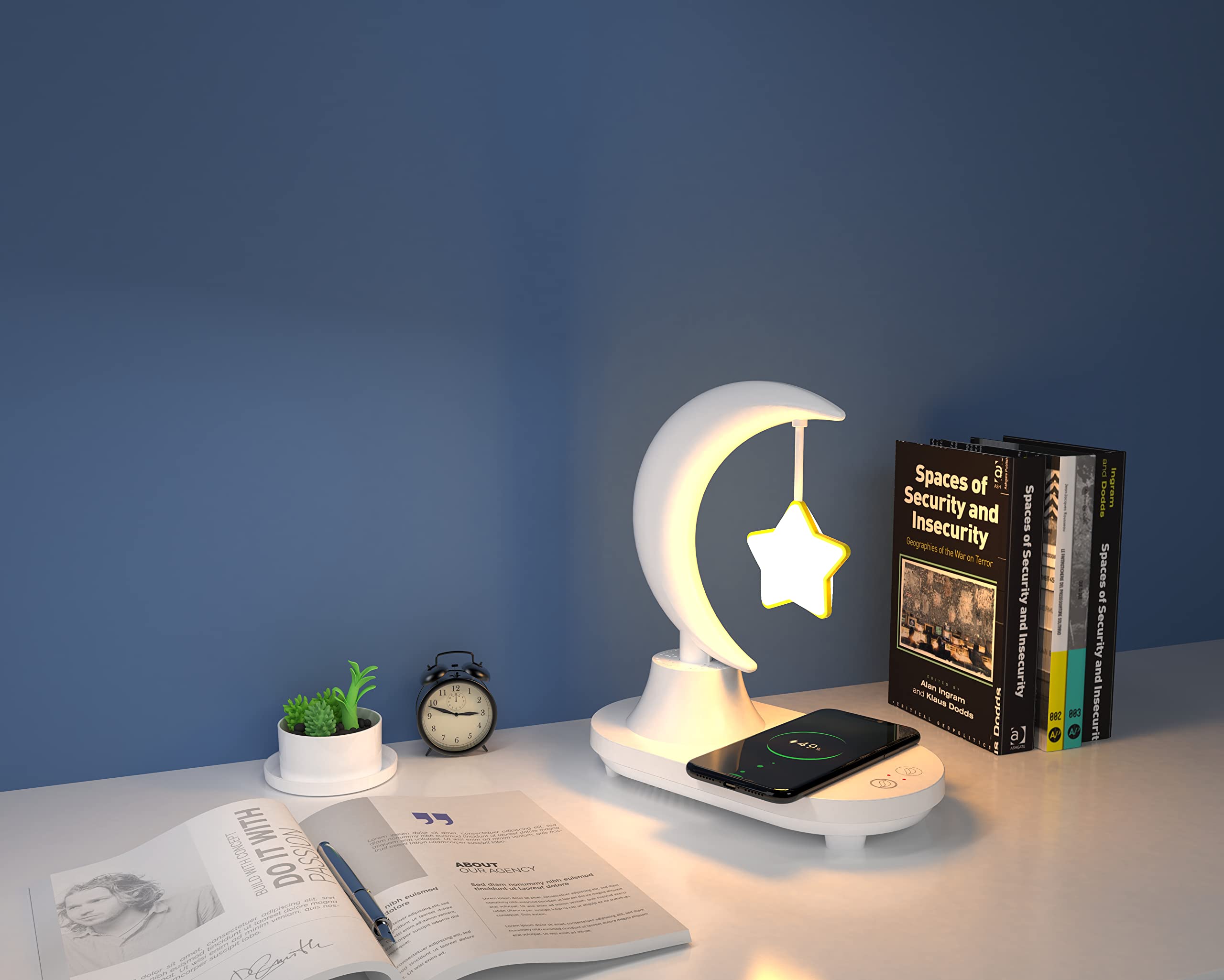 3 In 1 With Bluetooth Audio And Wireless Charging Function Of The Led Bedside Romantic Colorful Atmosphere Night Light(????? Not