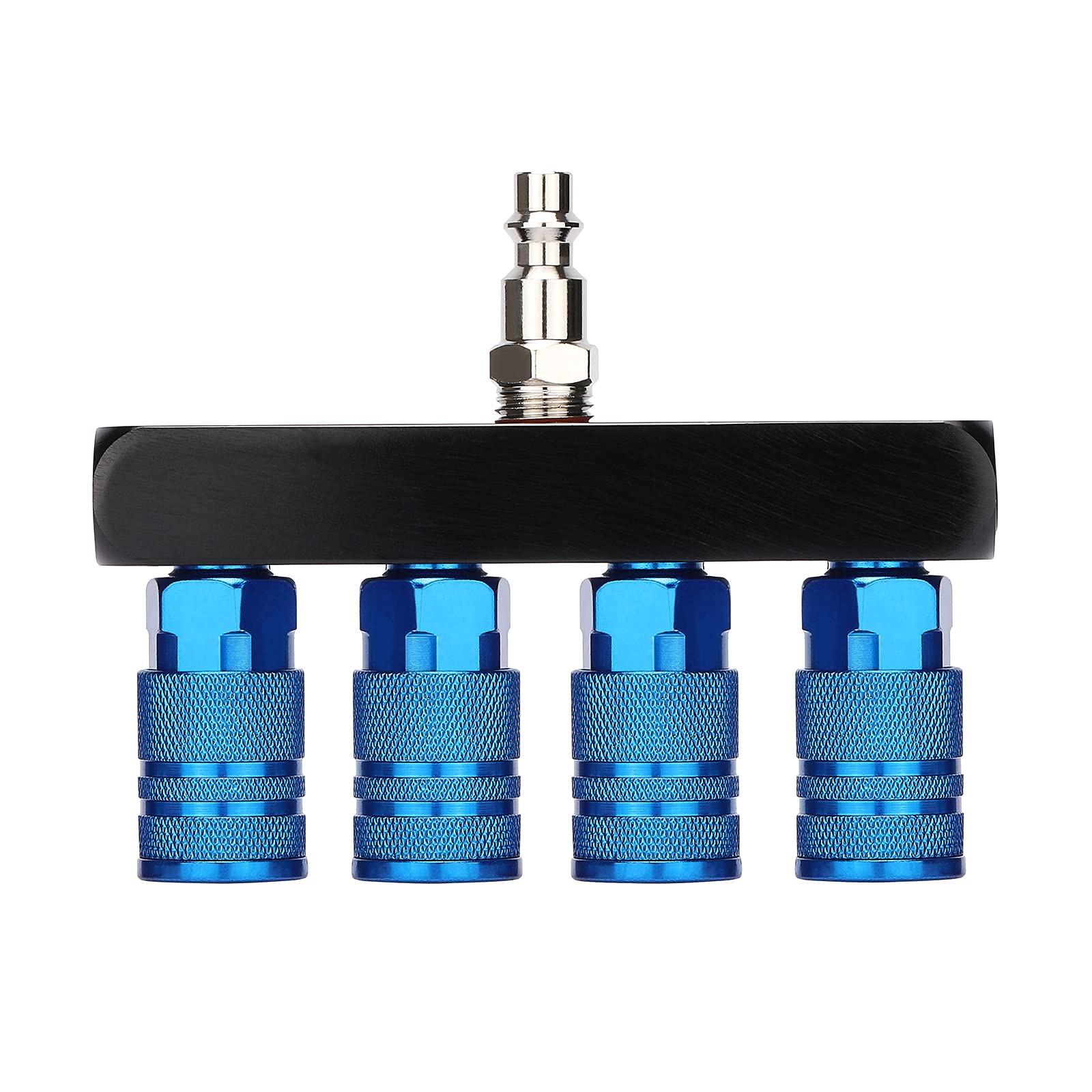 Airtoon 4 Way Straight Air Manifold Splitter, Line Type Air Compressor Splitter With 4 Couplers And 1/4'' Mnpt Plug,1/4 Inch Npt