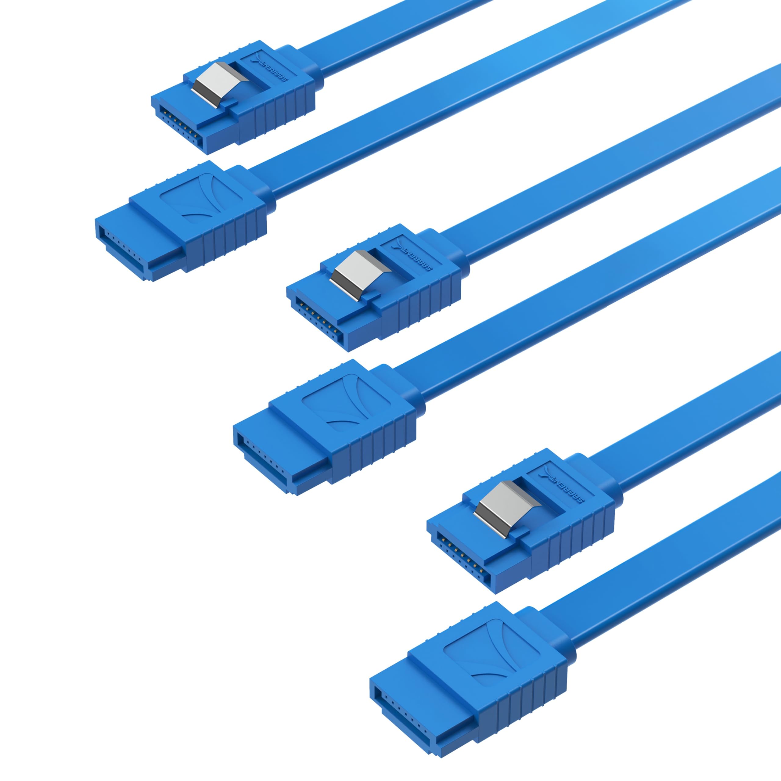 Sabrent Sata Iii (6 Gbit/S) Straight Data Cable With Locking Latch For Hdd/Ssd/Cd And Dvd Drives (3 Pack 20 Inch) In Blue (Cb Sf