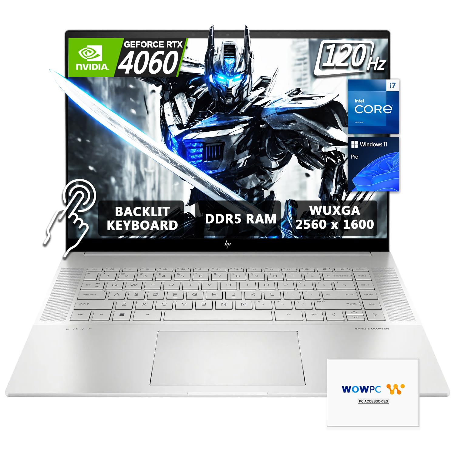Hp Envy Laptop | 16'' 2K 120Hz Touchscreen | Intel Core I7 13700H 14 Core Processor | Nvidia Geforce Rtx 4060 | Backlit Keyboard