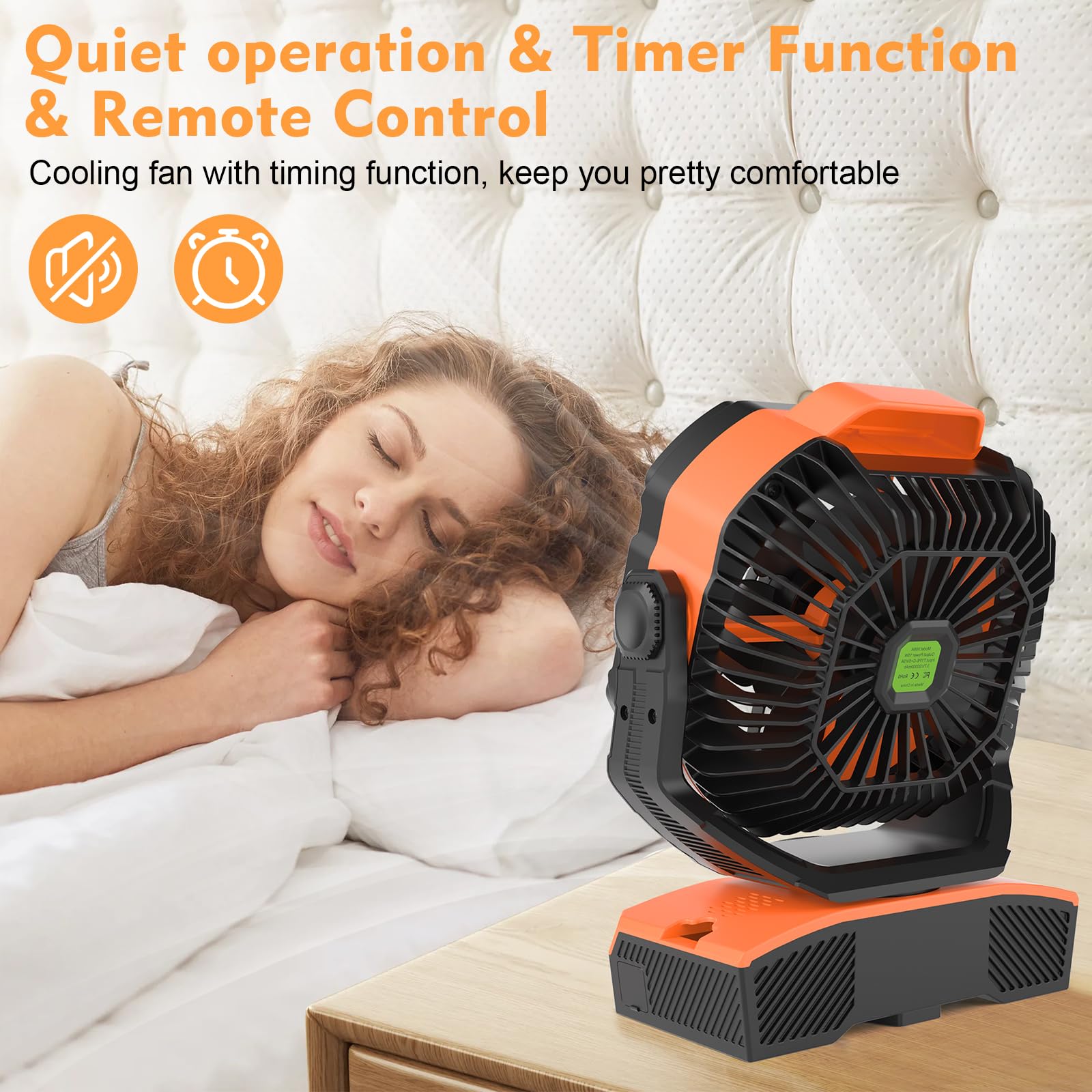 Runtop Oscillation Camping Fan With Led Lantern, 20000Mah Rechargeable Battery Operated Outdoor Tent Fan W/Hanging Hook, Remote