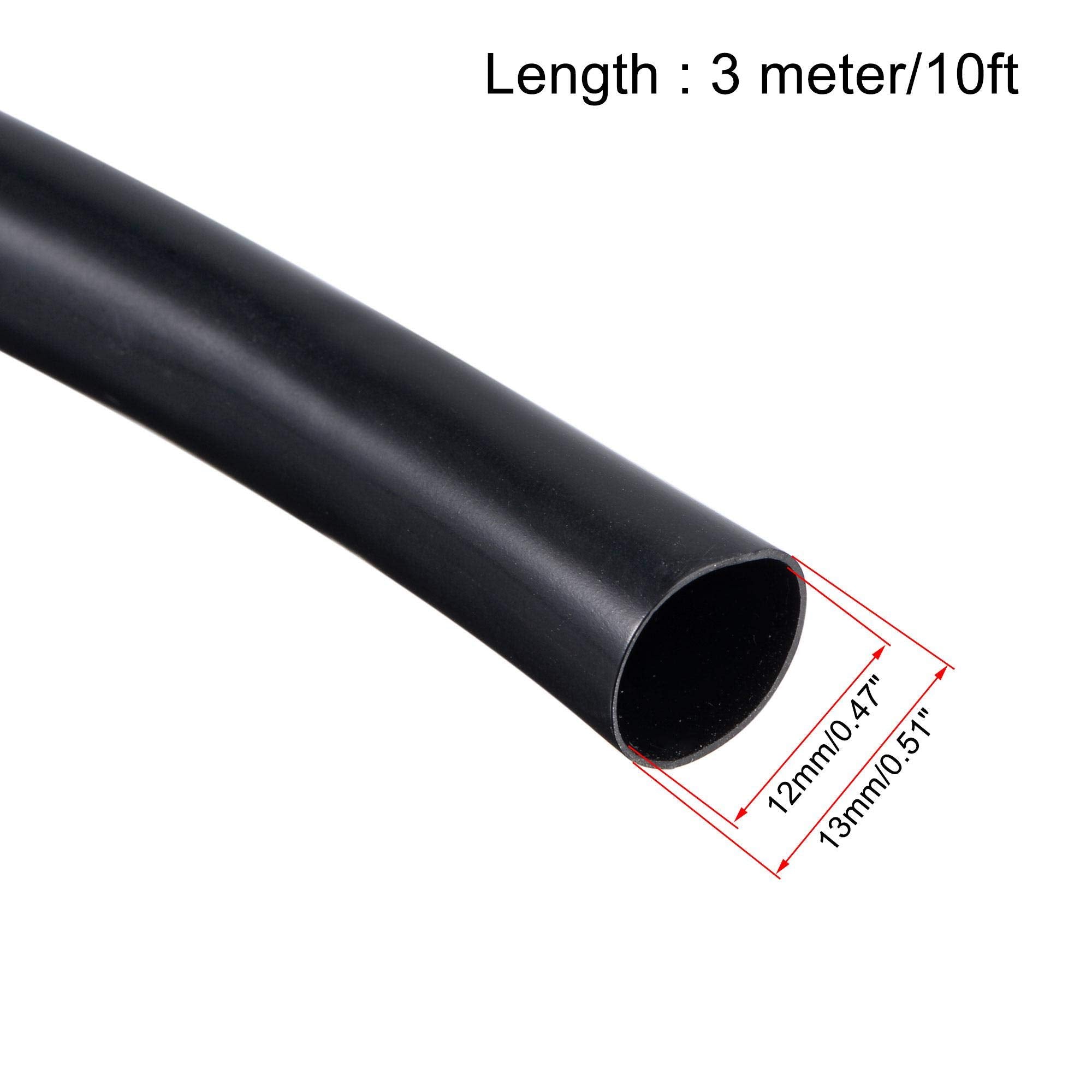 Uxcell Black Pvc Tube Wire Harness Tubing, 1/2 Inch(12Mm) Id 10Ft Sleeve For Wire Sheathing Wire Protection