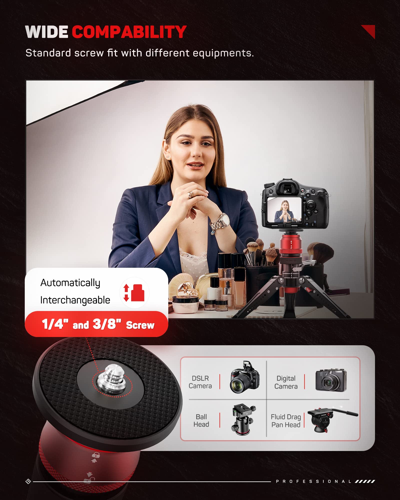 Ifootage Mini Tripod For Camera, Professional Tabletop Tripod With Pedal For Photography, Small Tripod Max Load Up To 17.64 Lbs,