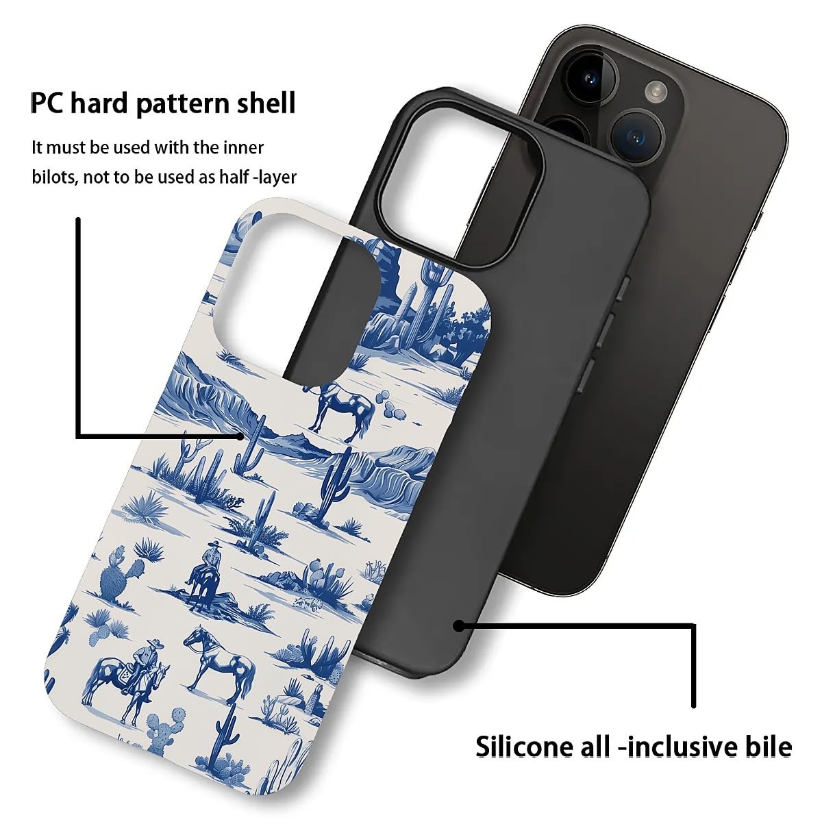 Fkbrcl4U For Iphone 11 Pro Case, Hybrid 2-Layer Silicone Protective Matte Case For Girl Women Western Cowboy Horse Cow Desert Ca