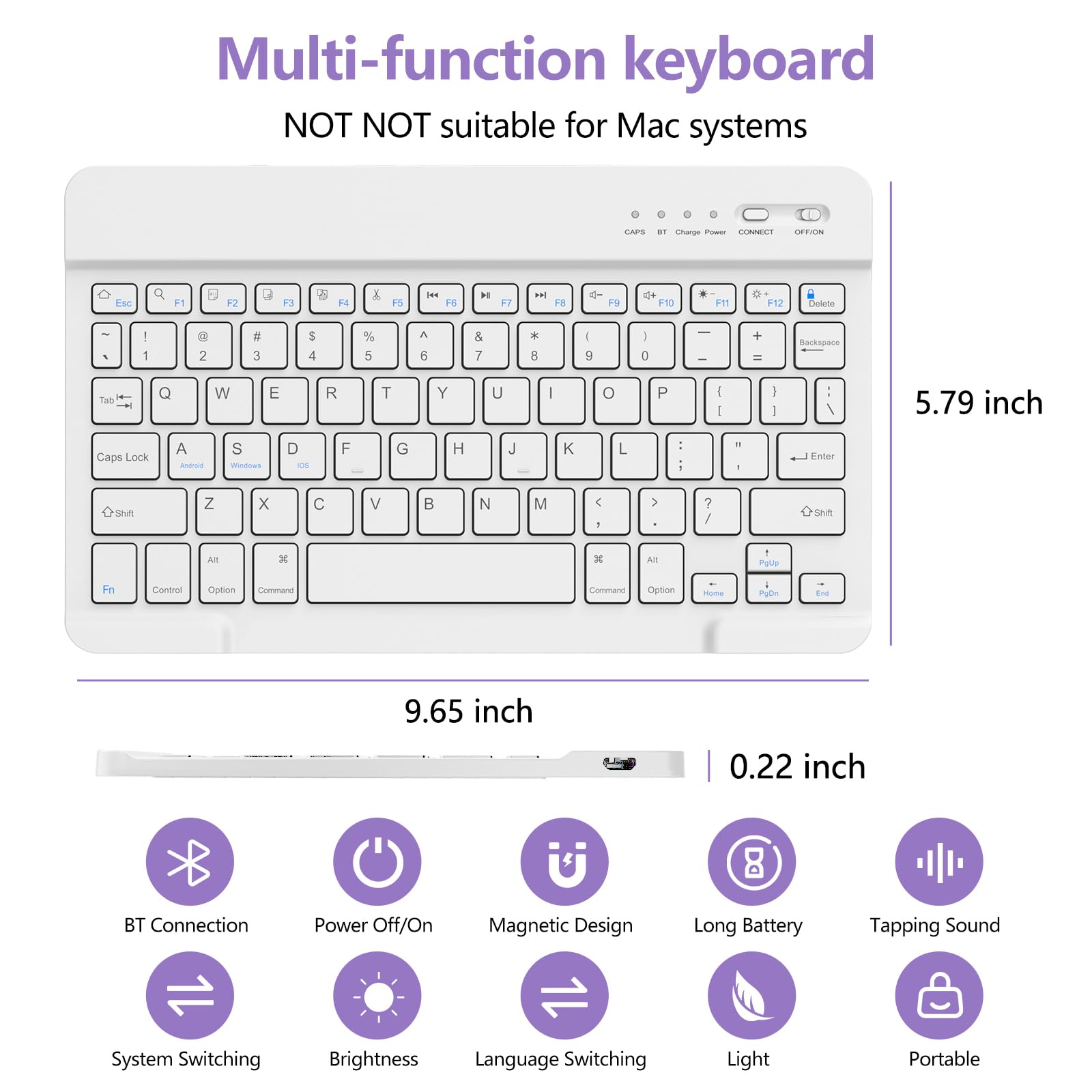 Amzcase For Ipad Air 11 Inch M2(2024) Pro 11 Inch Case With Keyboard,For Ipad Pro 4Th Gen 2022,Detachable Wireless Keyboard & Pe