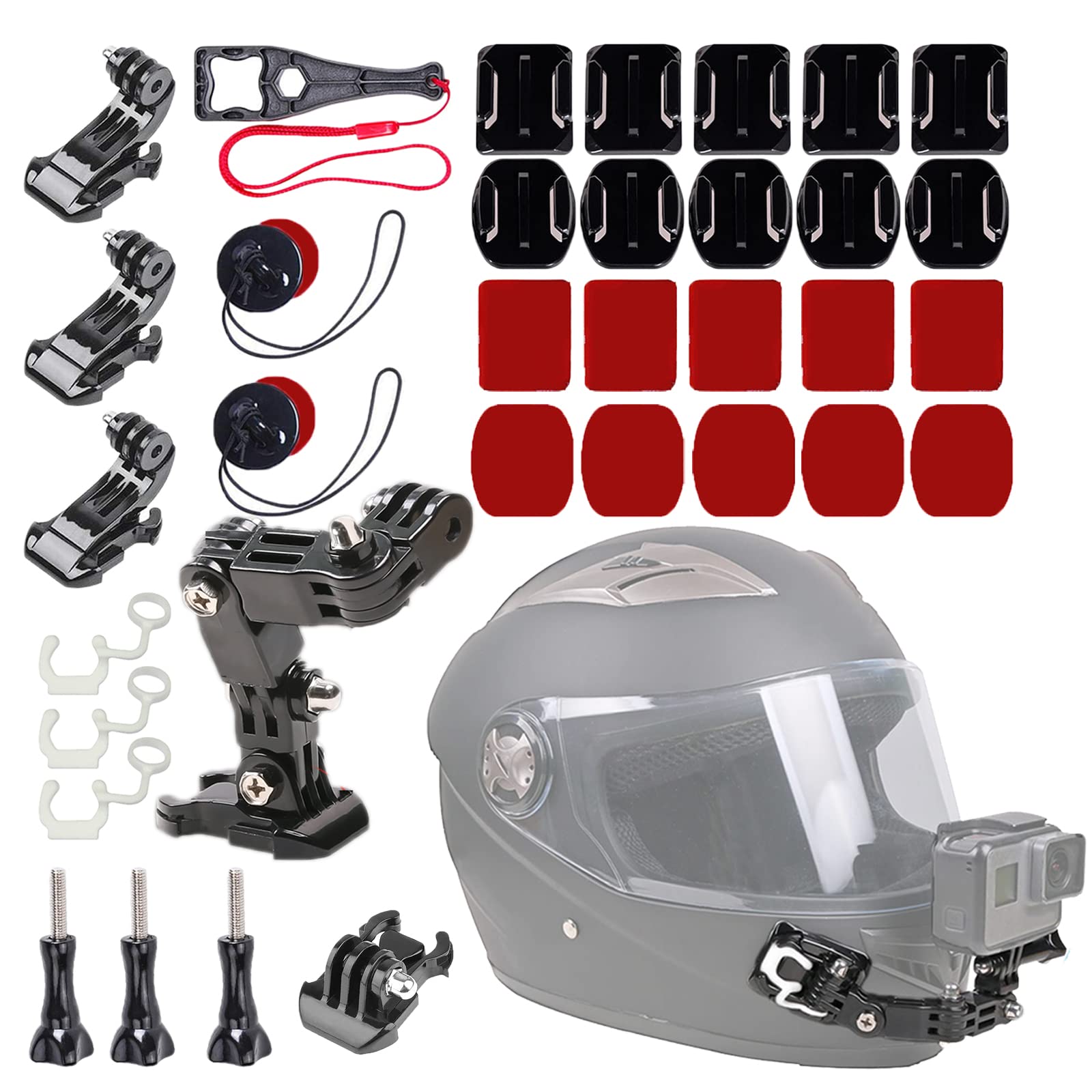 Wlpreoe 34In1 Motorcycle Helmet Chin Mount Kits For Gopro Hero 10 9 8 7 Black Silver White 6 5 4 Osmo And Other Action Camera Wi
