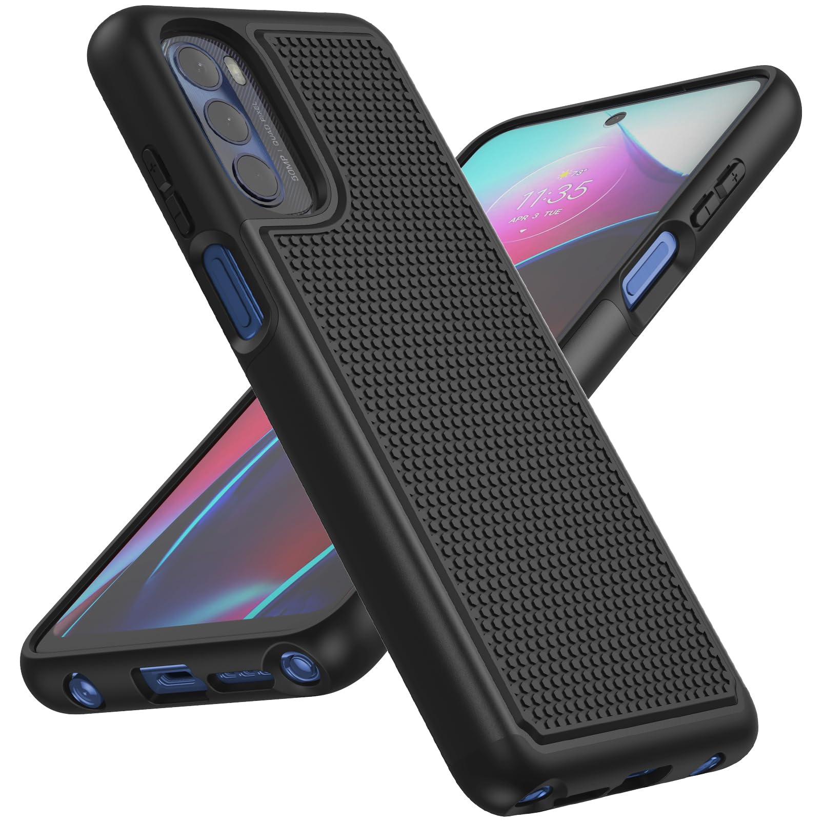 BNIUT Phone Case for Motorola Moto G Stylus 4G 2022 Dual Layer Heavy Duty Shockproof TPU PC Black Matte