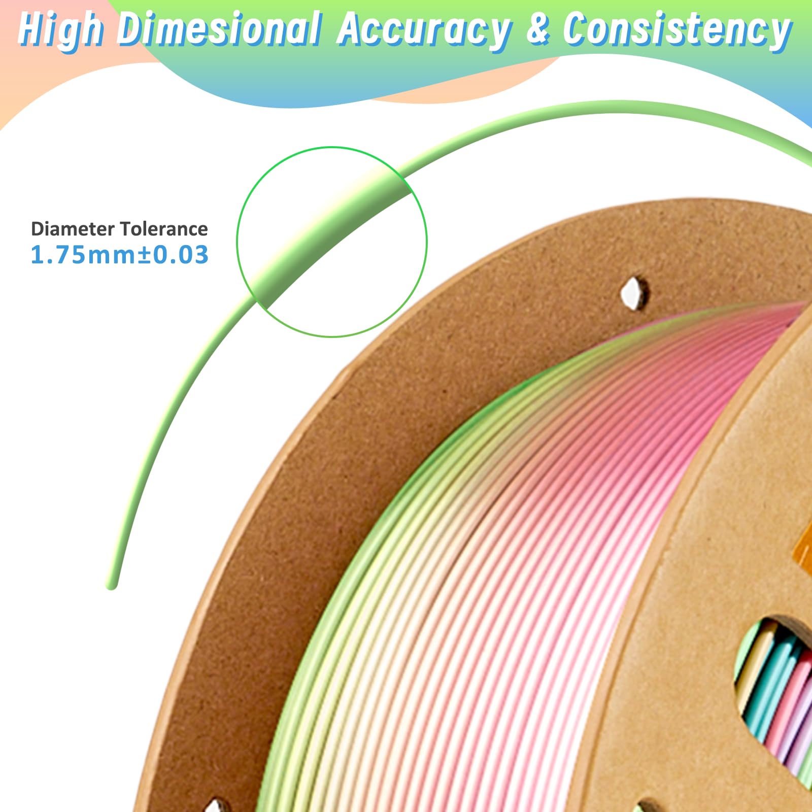 Eryone Metal Luster Silk Rainbow Filament Pla 1.75Mm For 3D Printer +/  0.03 Mm, 1Kg (2.2Lbs)/Spool