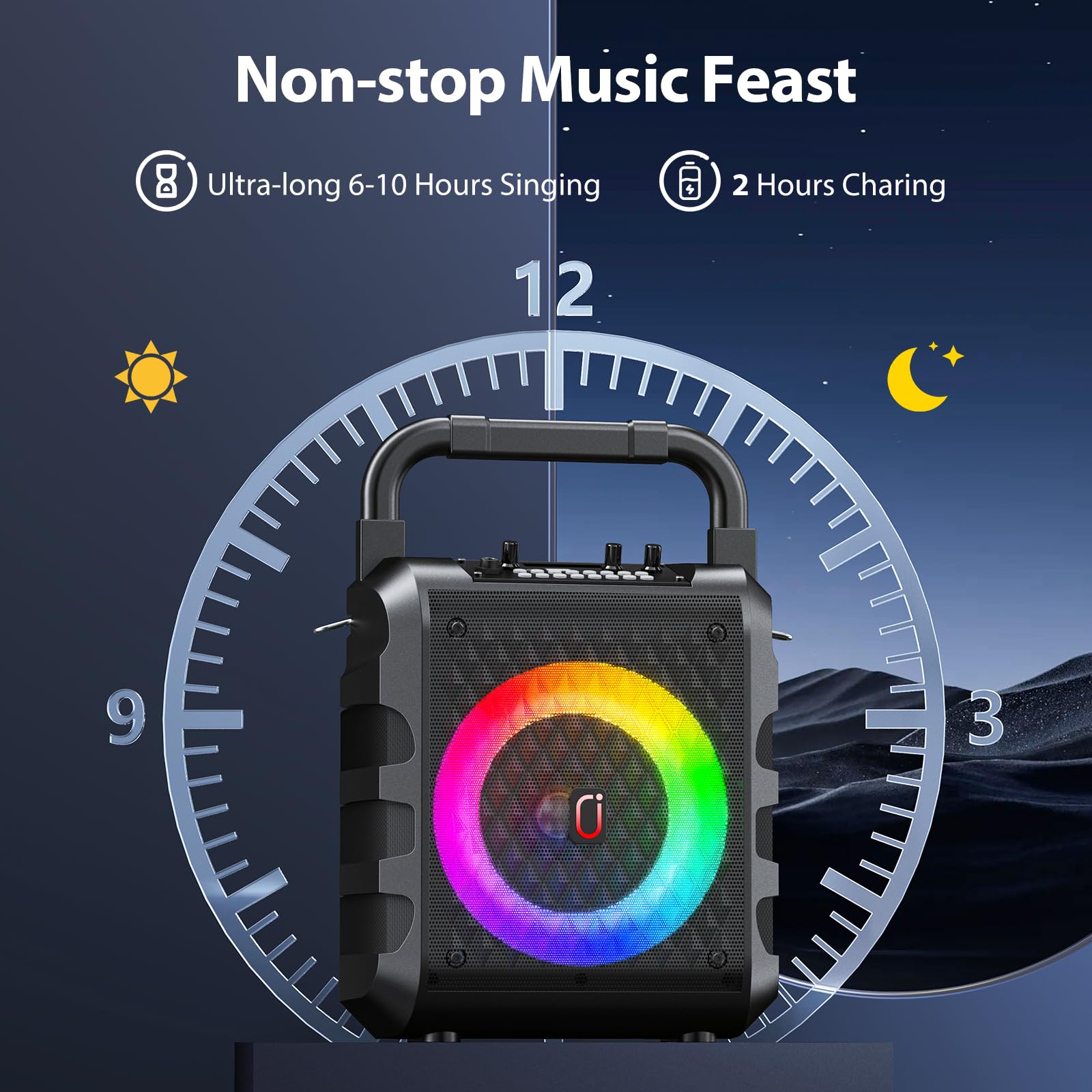 Karaoke Machine, ?Upgraded 20W 6.5''Subwoofer?Portable Bluetooth Speaker With 2 Wireless Microphones For Adults & Kids, Karaoke